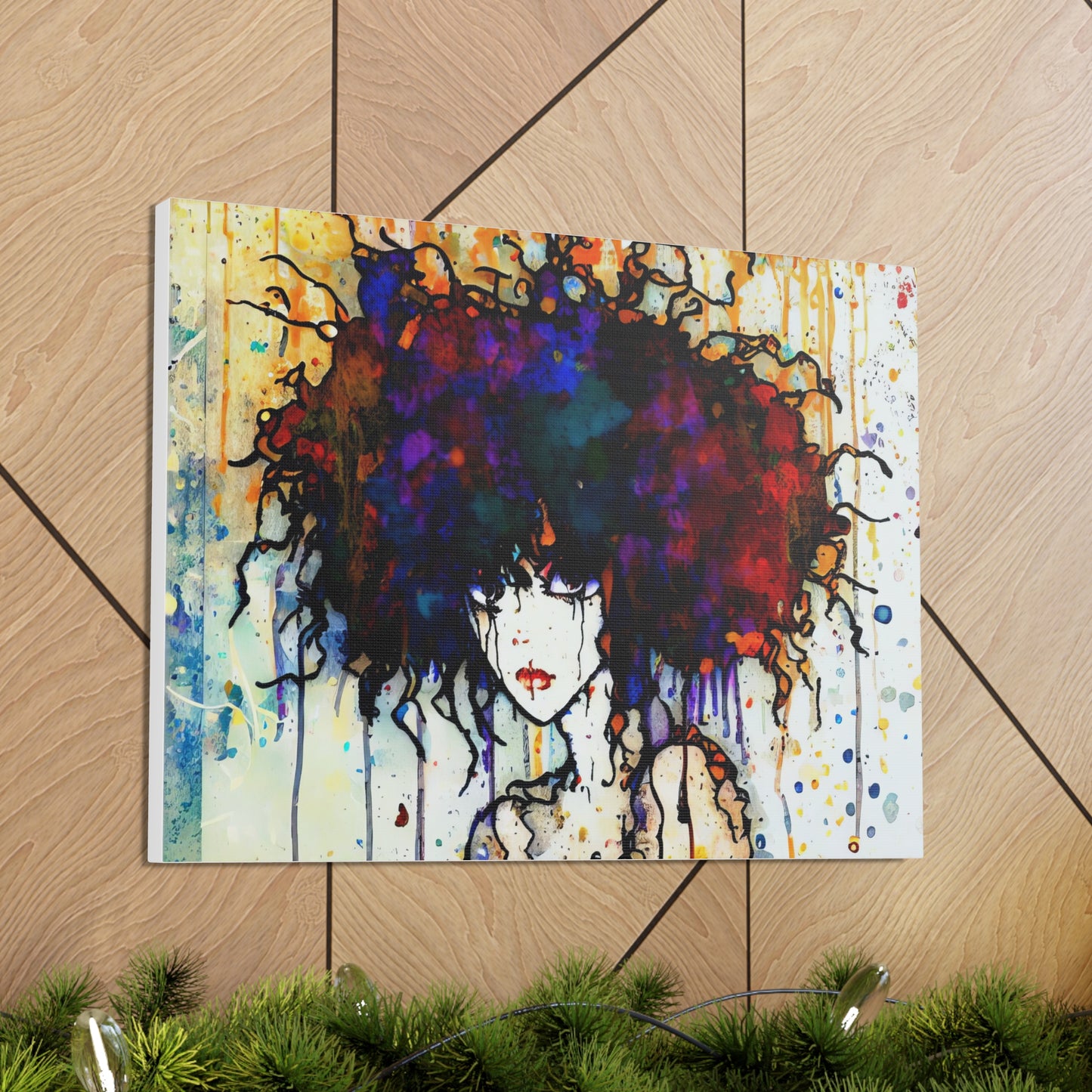 Girl with Big Hair  - Canvas Wall Art