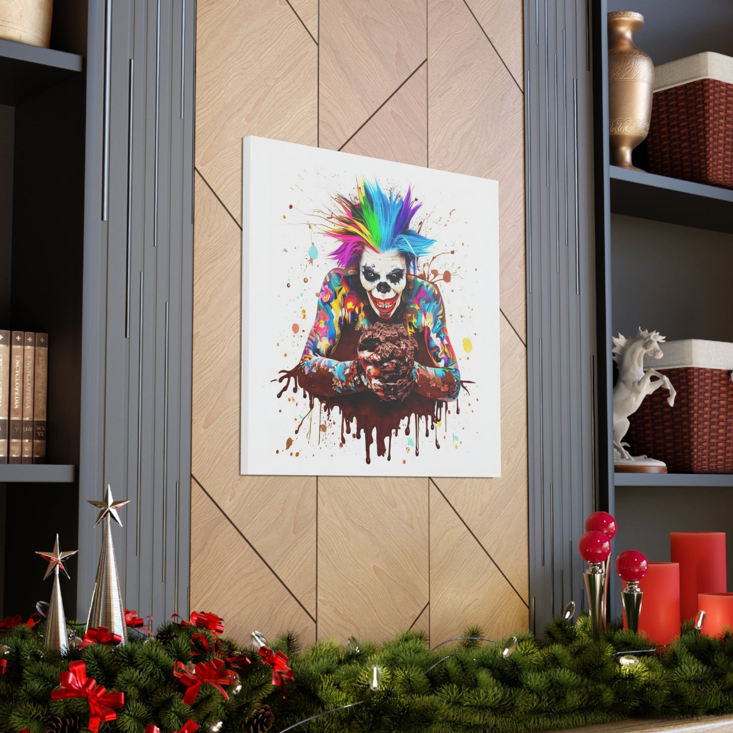 Creepy Clown Chocolate Ice Cream  - Canvas Wall Art