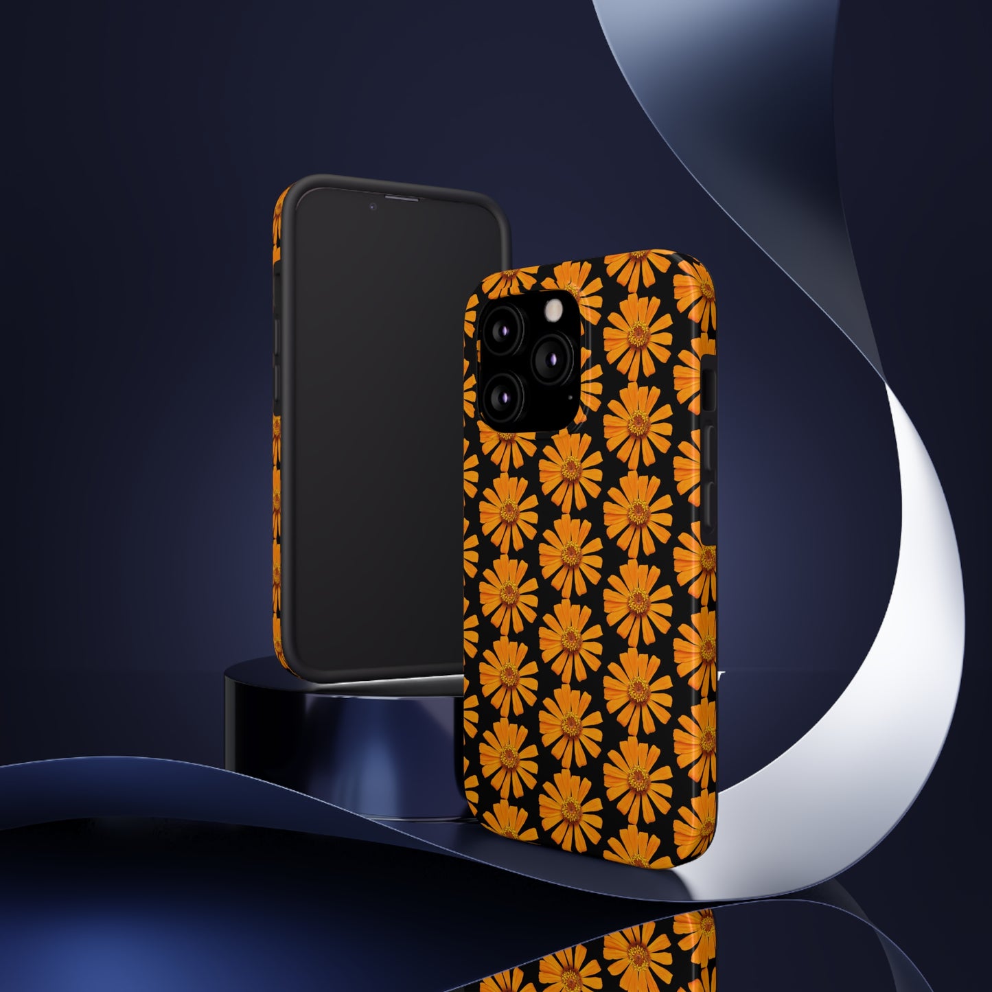 Orange Zinnia Black Tough Phone Case