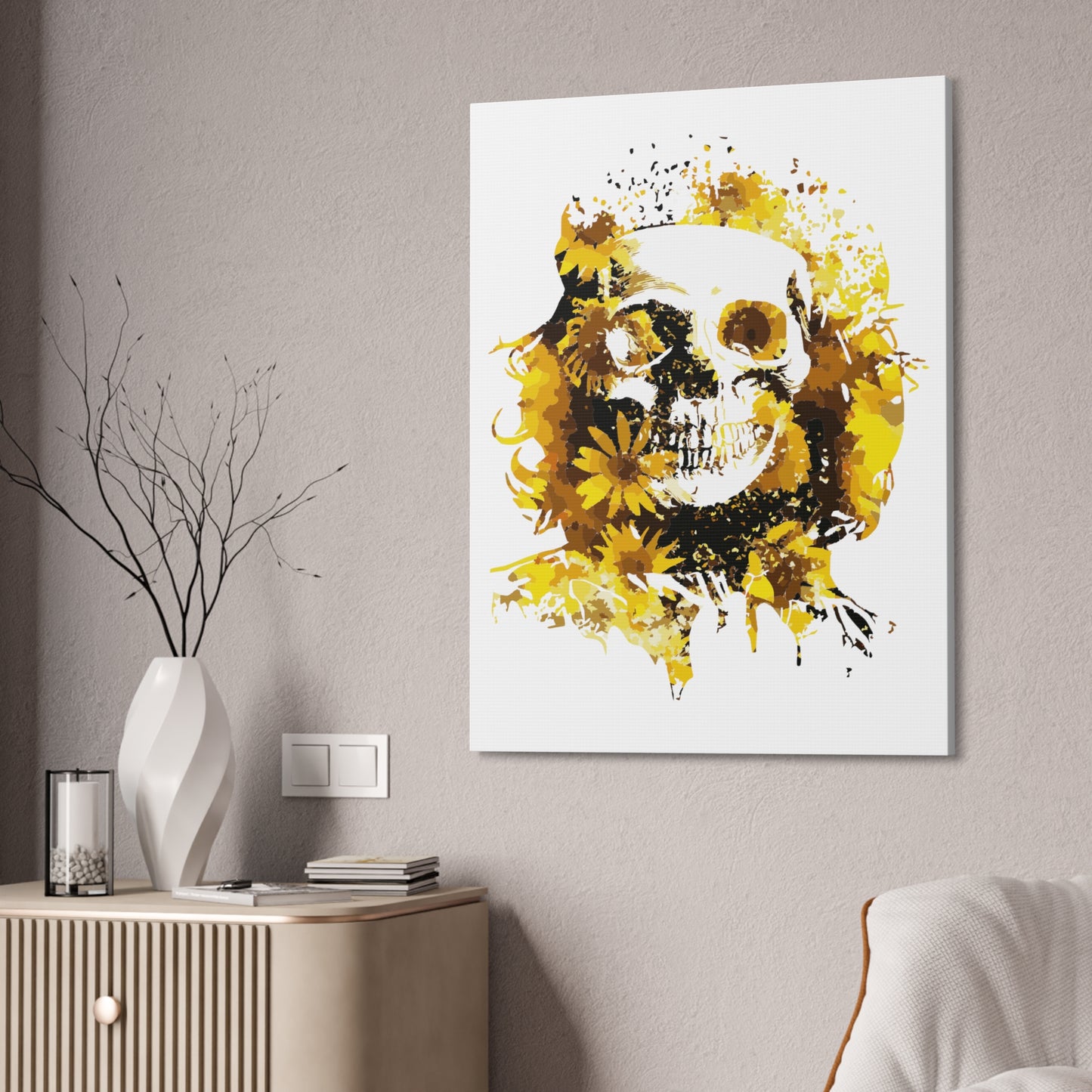 Sunflower Skull Canvas Stretched, 1.5''