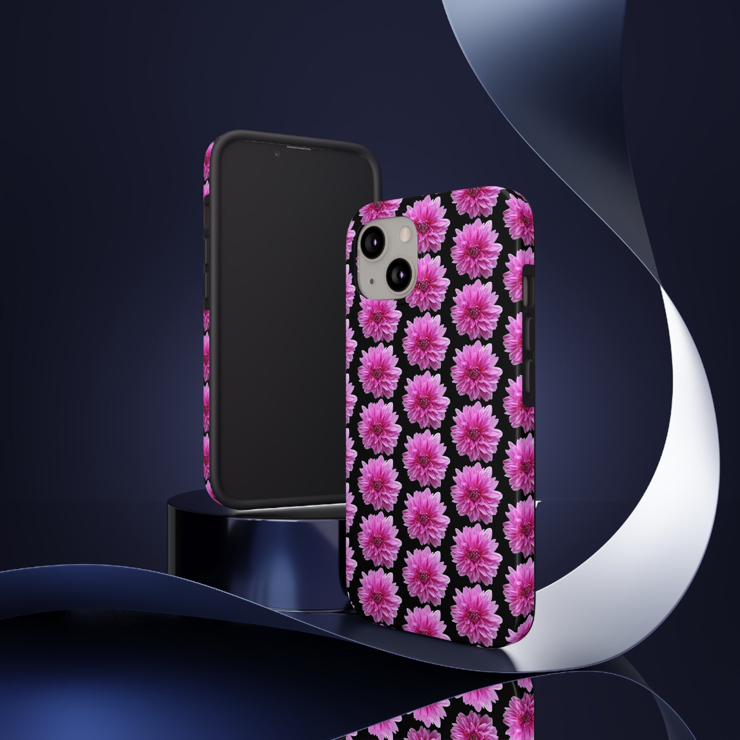 Pink Dahlia Black Tough Phone Case