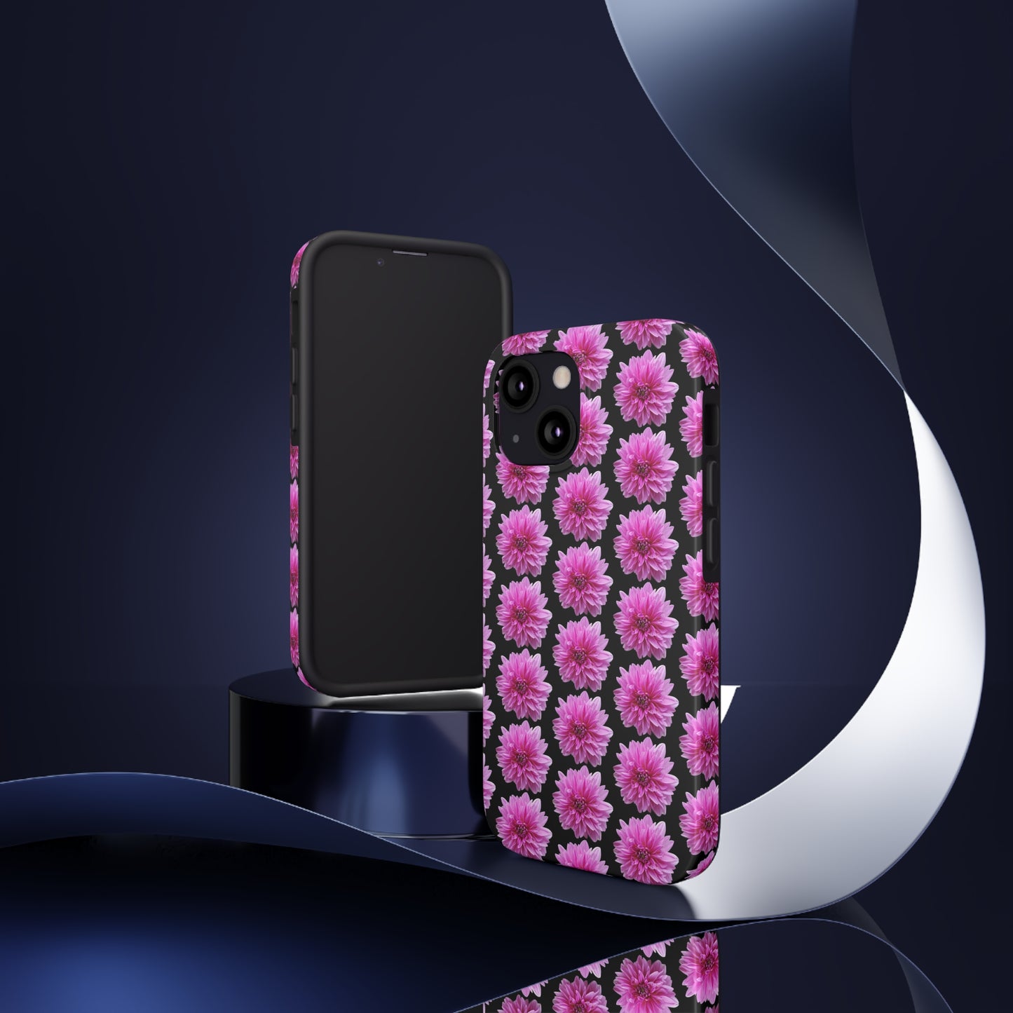 Pink Dahlia Black Tough Phone Case