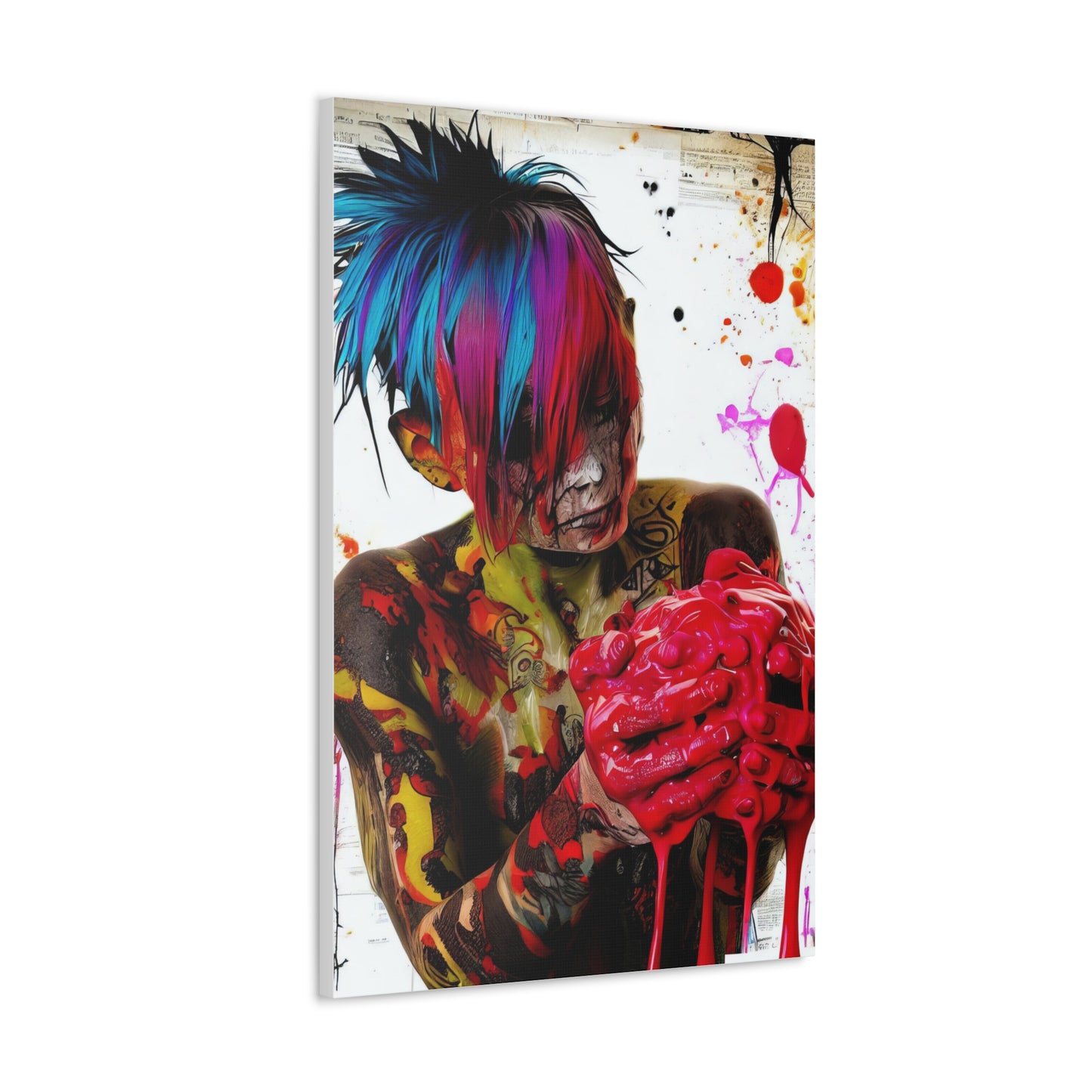 Tattooed Boy with Big Heart  - Canvas Wall Art