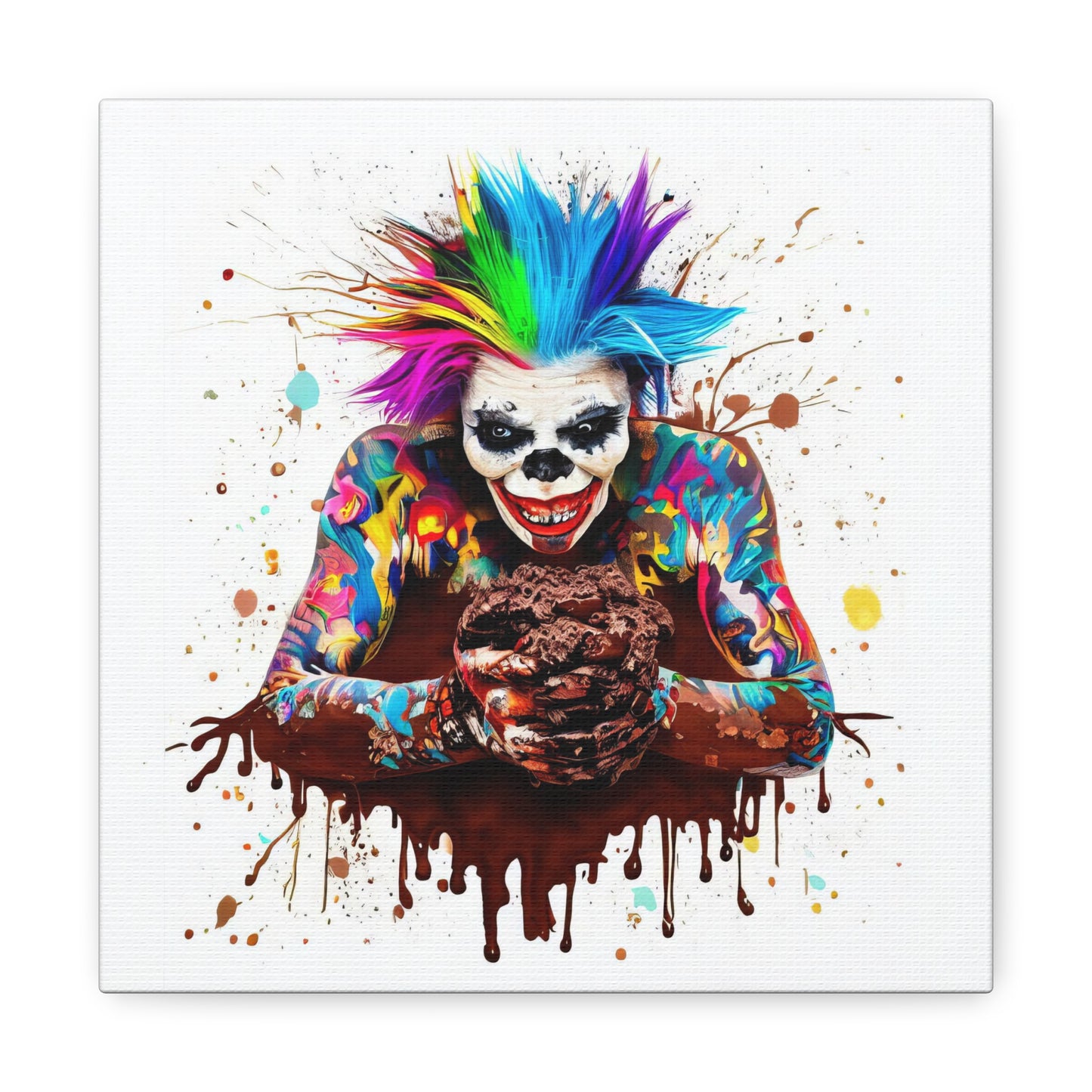 Creepy Clown Chocolate Ice Cream  - Canvas Wall Art