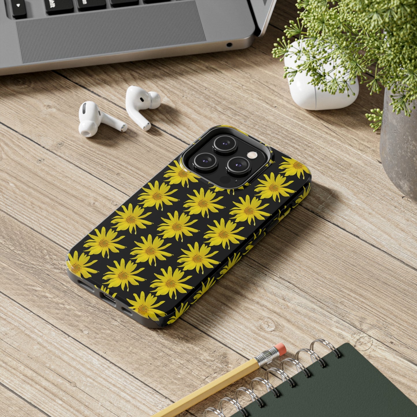 Wild Sunflower Black Tough Phone Case