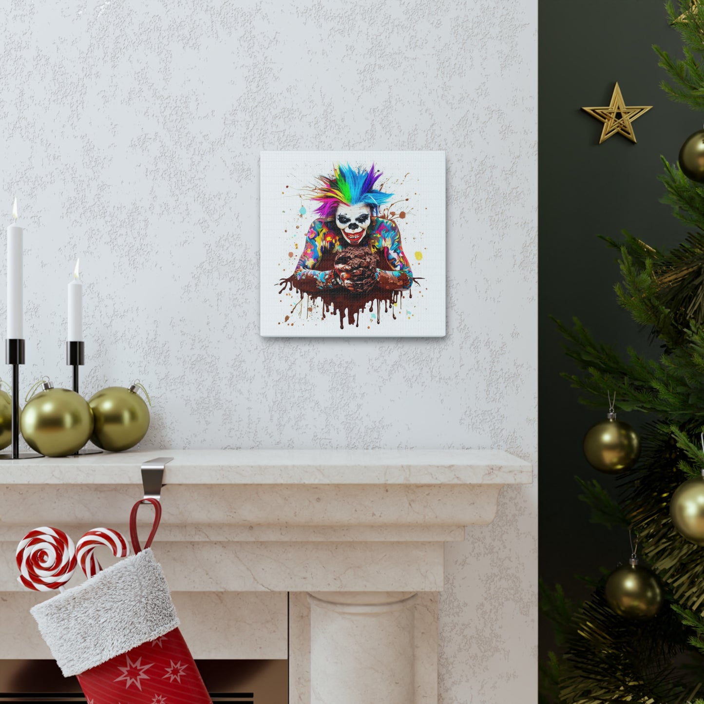 Creepy Clown Chocolate Ice Cream  - Canvas Wall Art