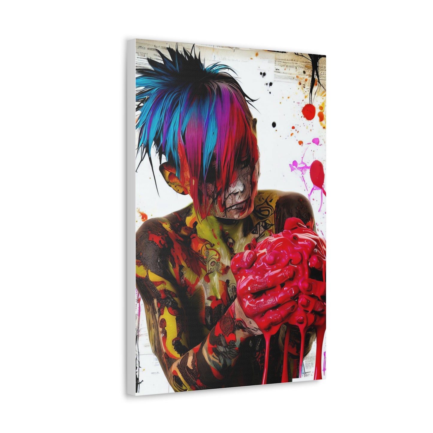 Tattooed Boy with Big Heart  - Canvas Wall Art