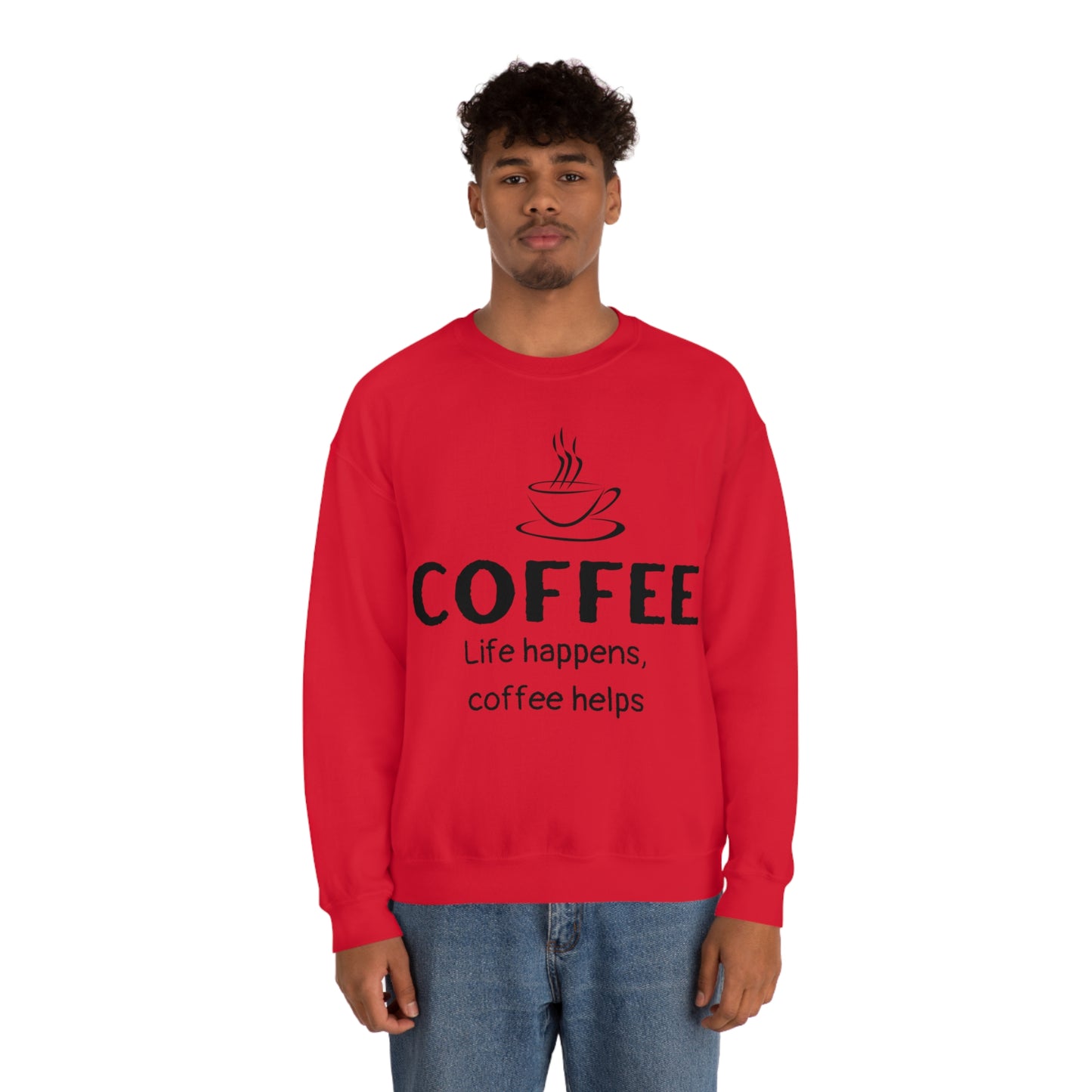 Heavy Blend™ Sweatshirt - Life Happens Coffee Helps