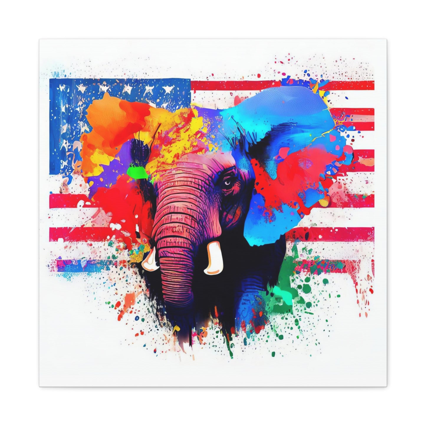 Elephant American Flag - Canvas Wall Art