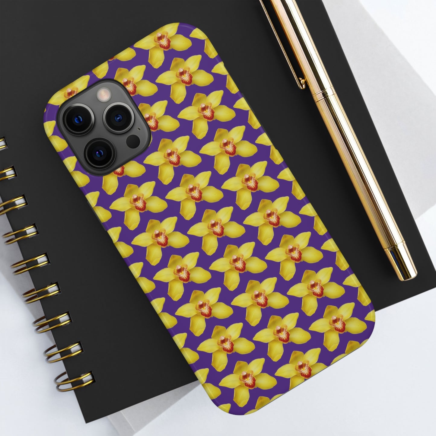 Yellow Cymbidium Orchid Purple Tough Phone Case