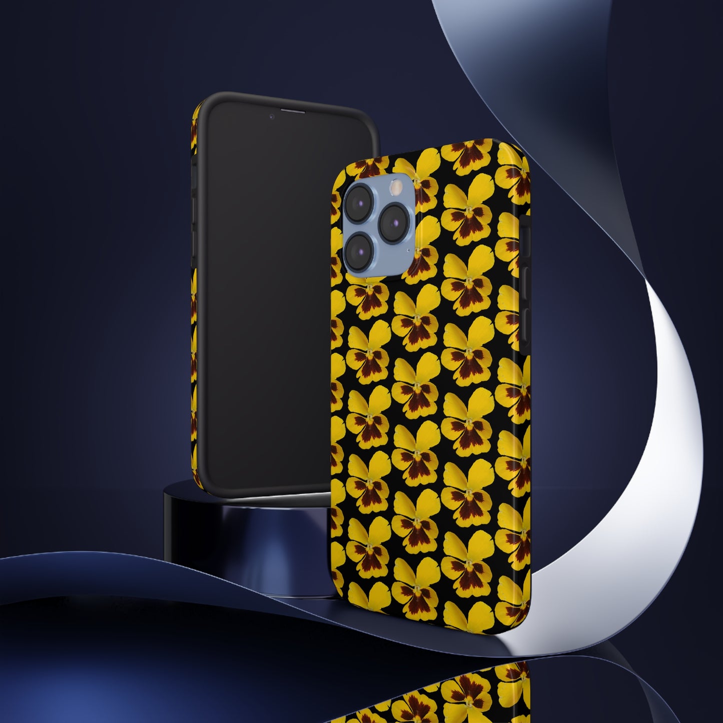 Yellow Pansy Black Tough Phone Case