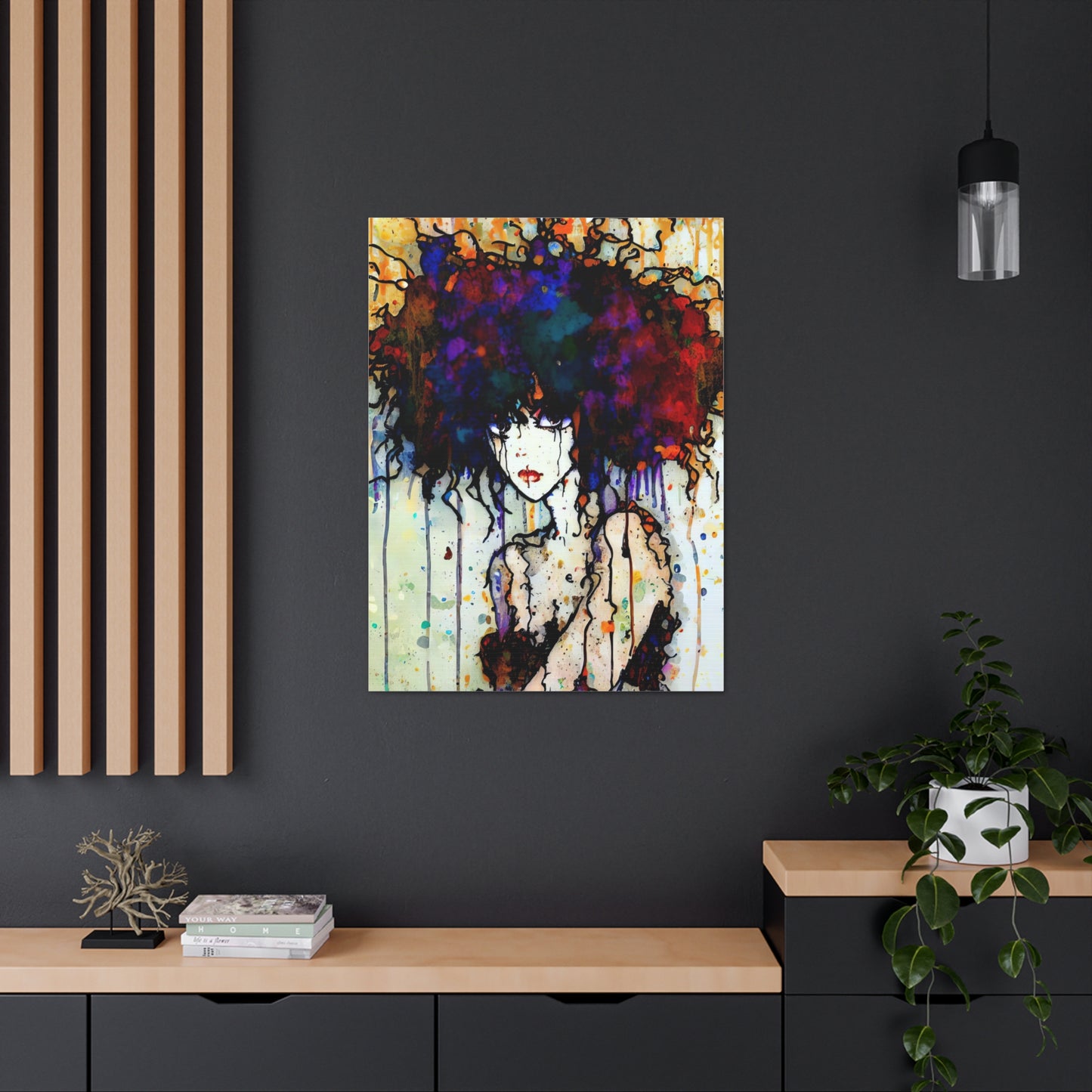 Girl with Big Hair  - Canvas Wall Art