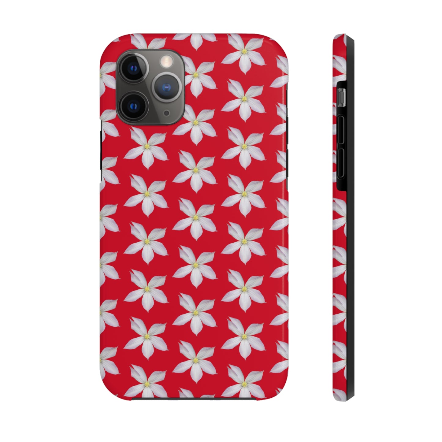 White Clematis Red Tough Phone Case