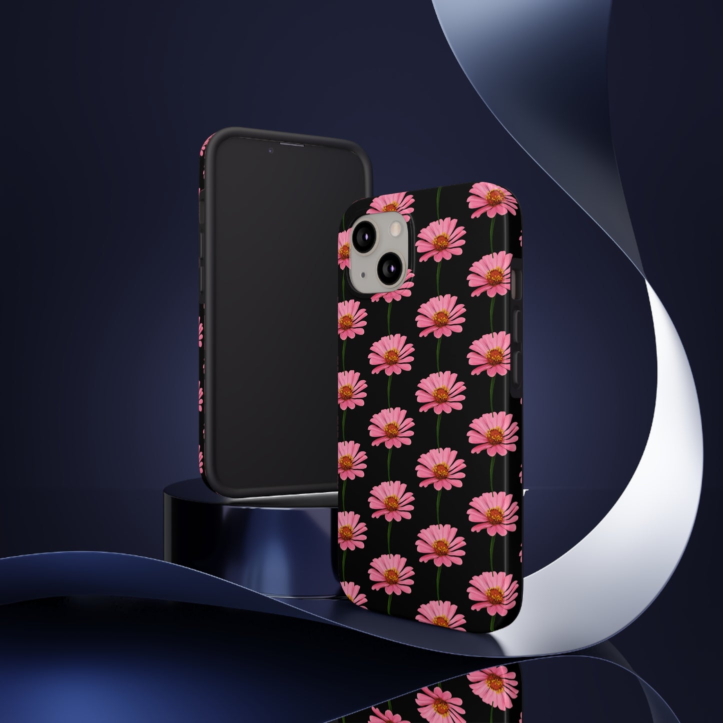 Pink Zinnia Black Tough Phone Case