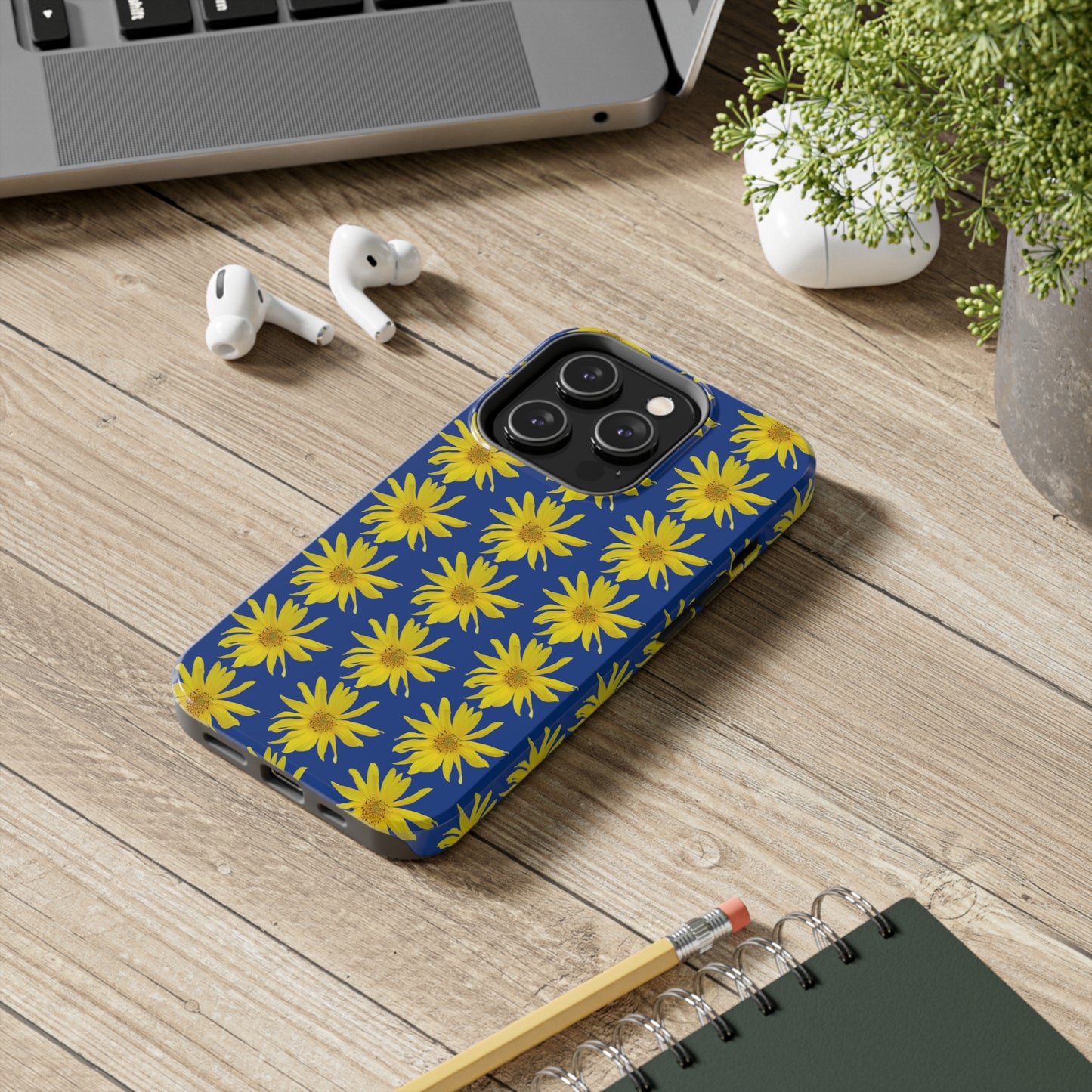 Wild Sunflower Blue Tough Phone Case