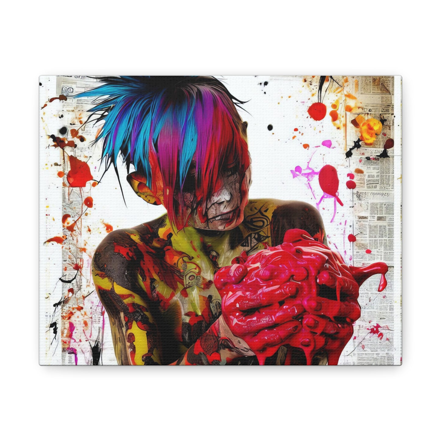 Tattooed Boy with Big Heart  - Canvas Wall Art