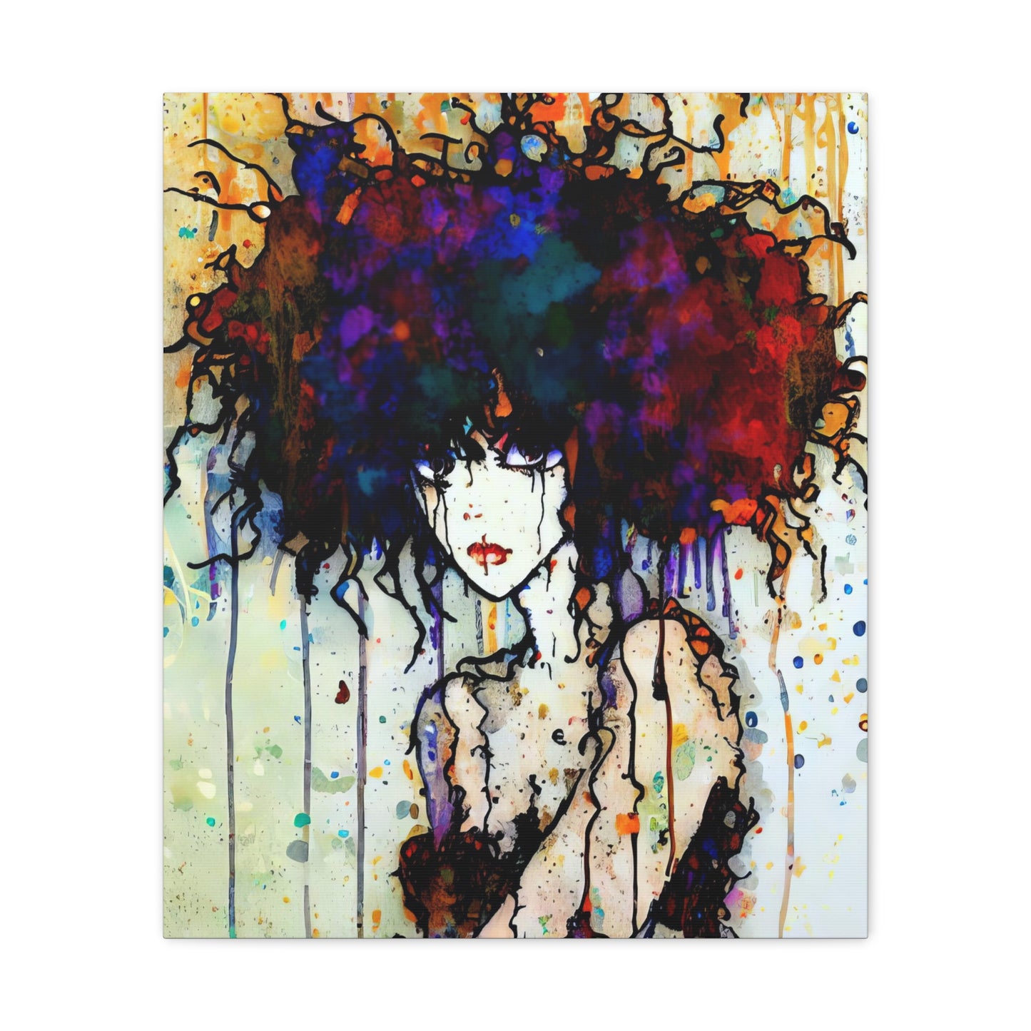 Girl with Big Hair  - Canvas Wall Art