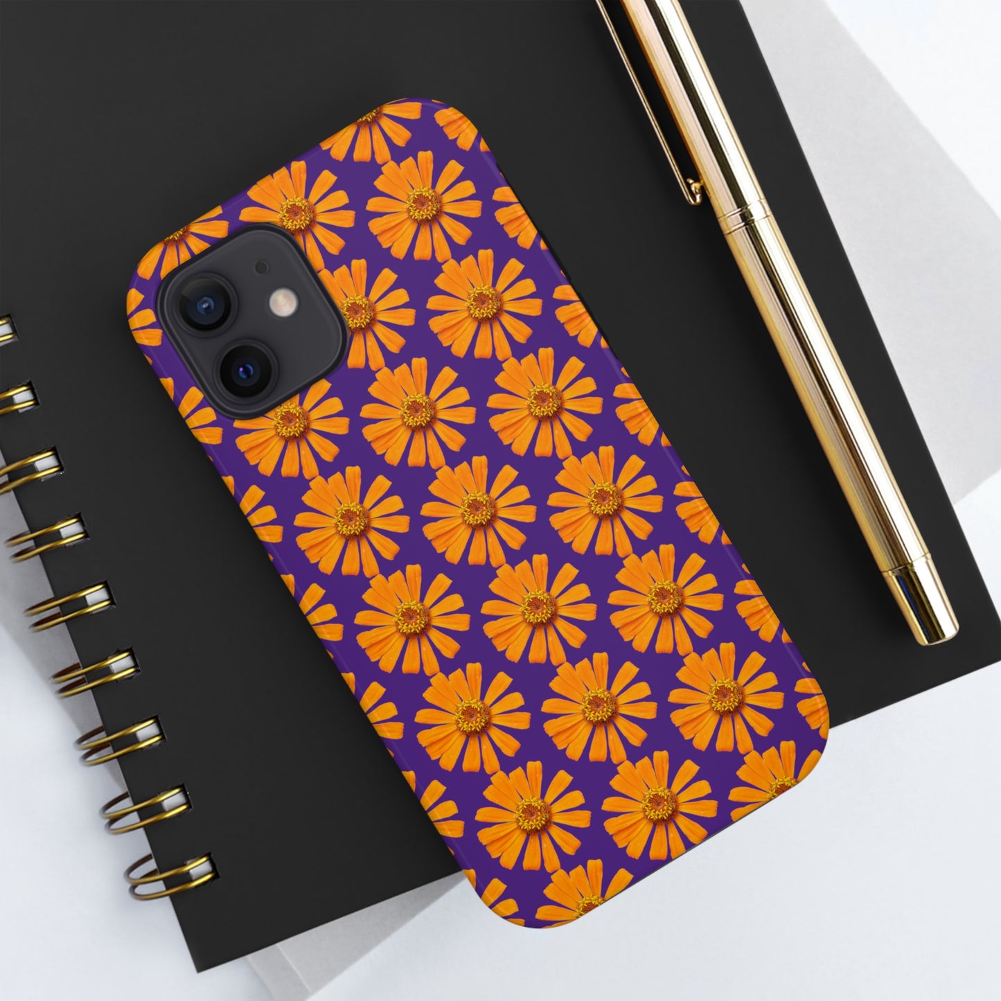 Orange Zinnia Purple Tough Phone Case