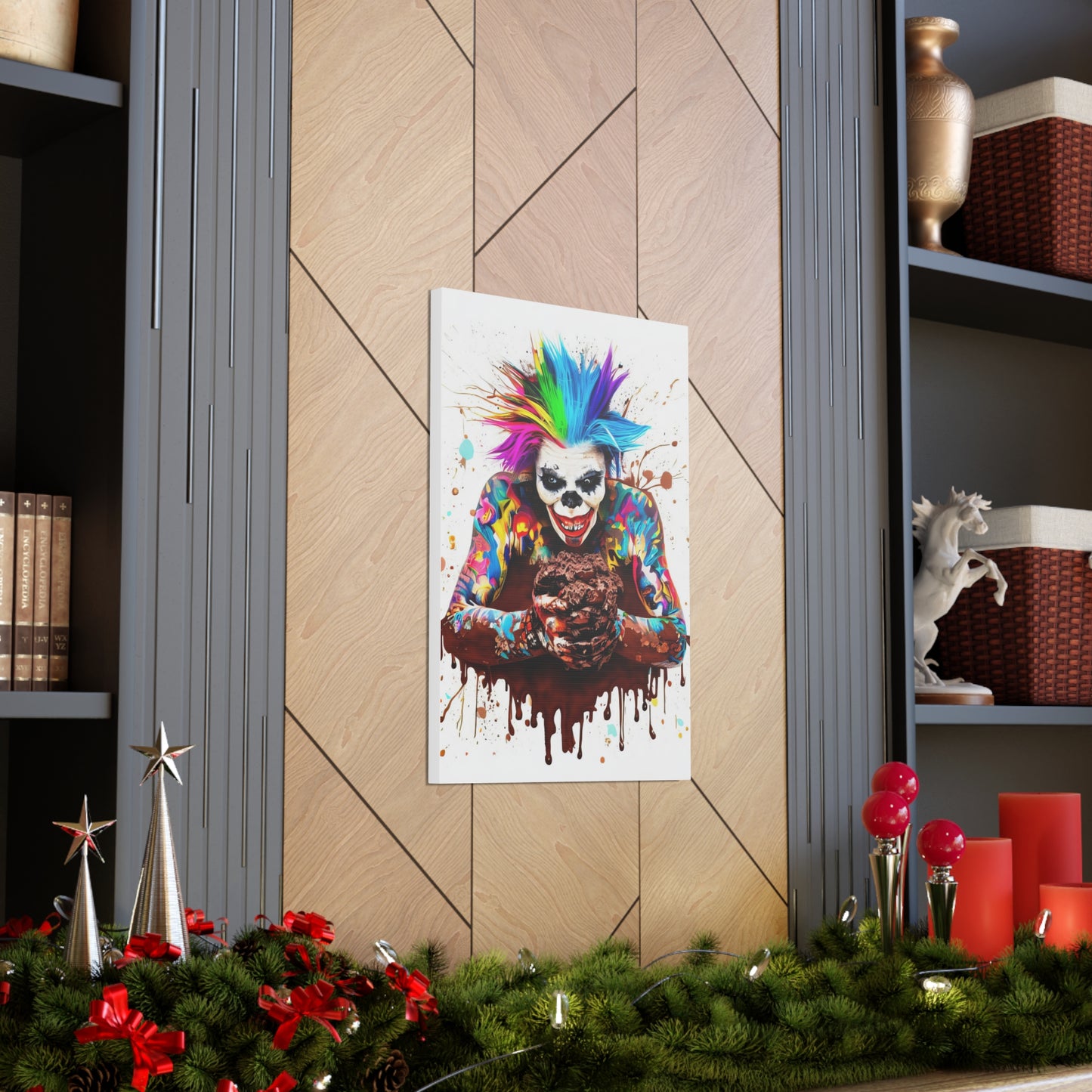 Creepy Clown Chocolate Ice Cream  - Canvas Wall Art