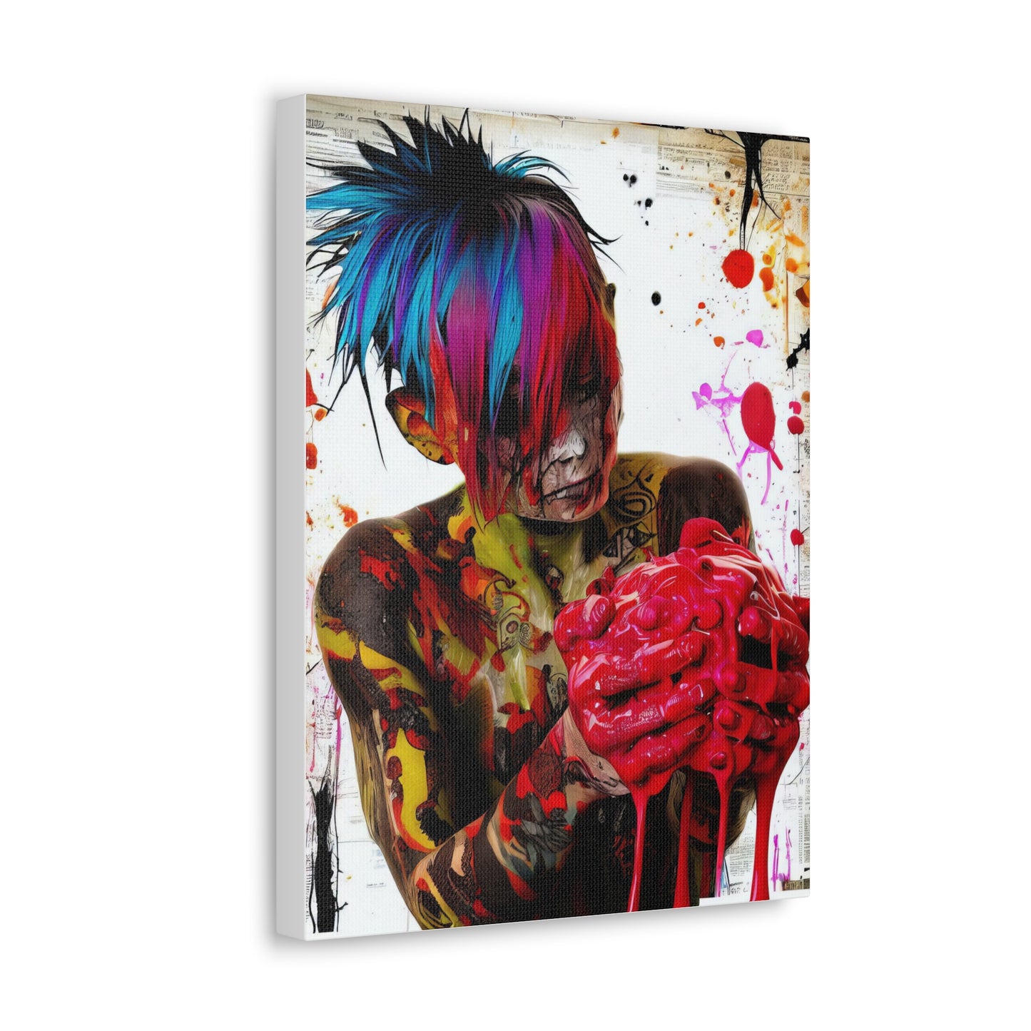 Tattooed Boy with Big Heart  - Canvas Wall Art