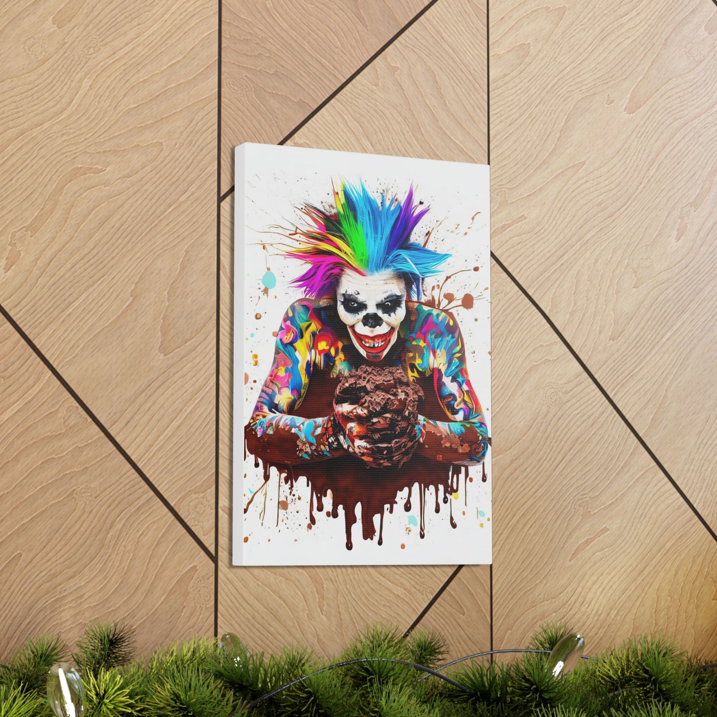 Creepy Clown Chocolate Ice Cream  - Canvas Wall Art