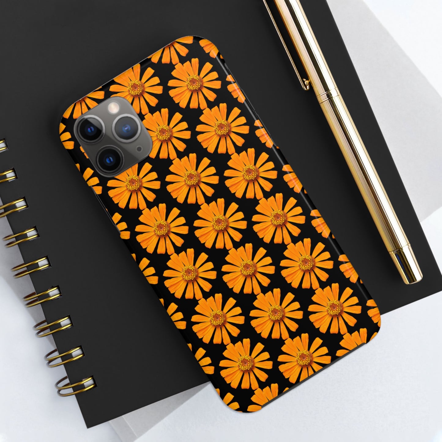 Orange Zinnia Black Tough Phone Case