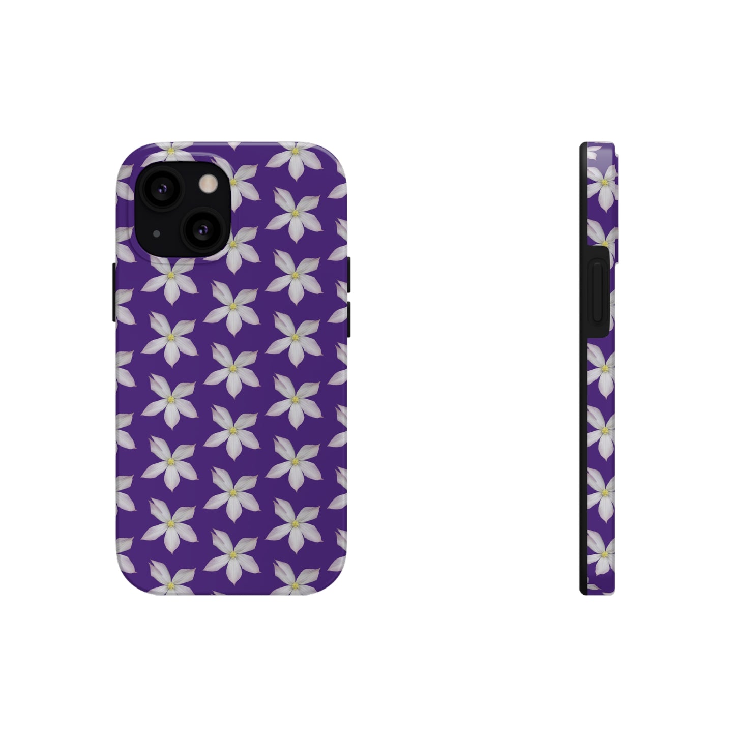 White Clematis Purple Tough Phone Case