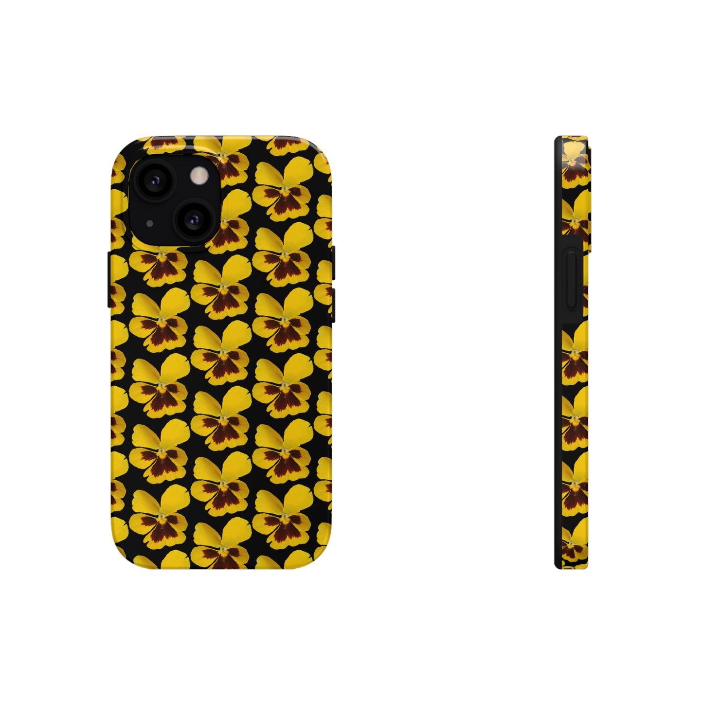 Yellow Pansy Black Tough Phone Case