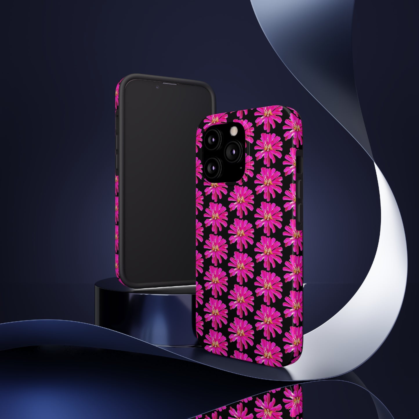 Pink Zinnia Black Tough Phone Case