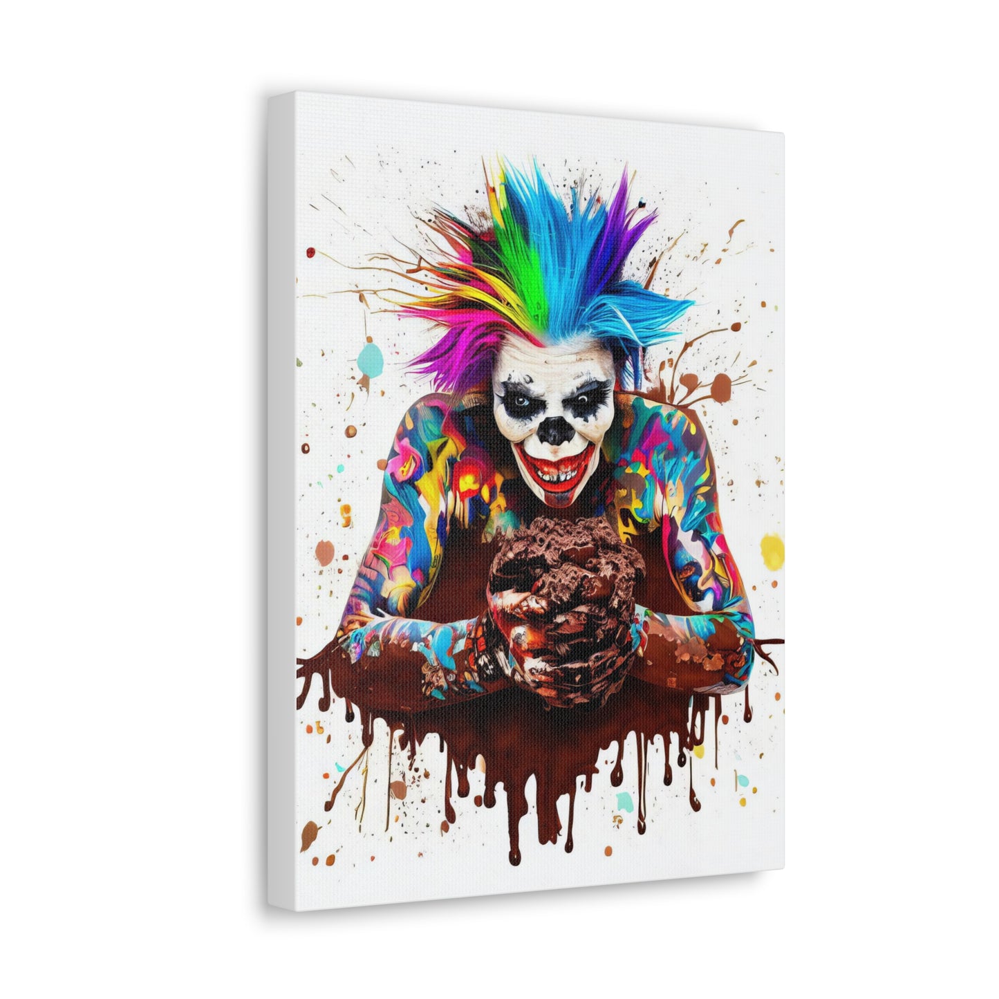 Creepy Clown Chocolate Ice Cream  - Canvas Wall Art