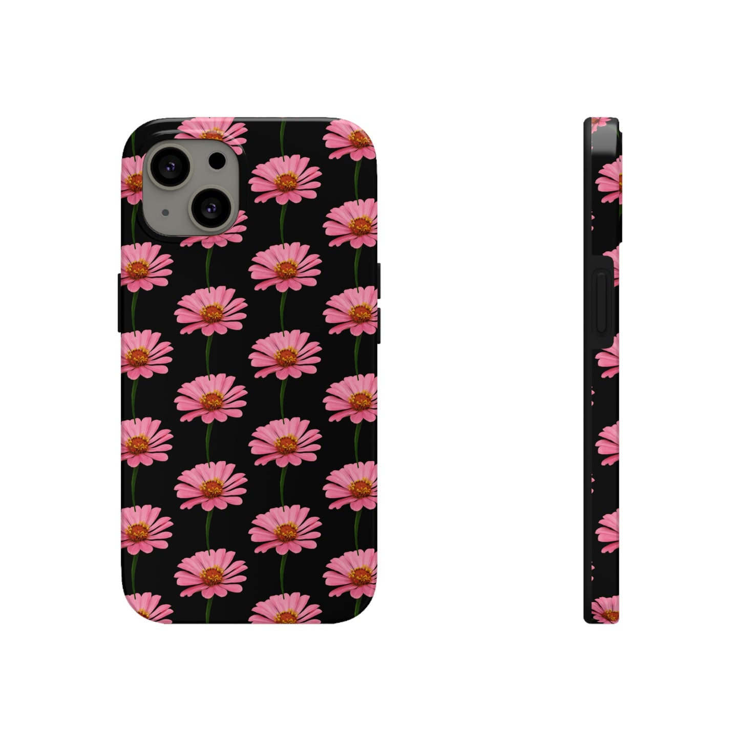 Pink Zinnia Black Tough Phone Case