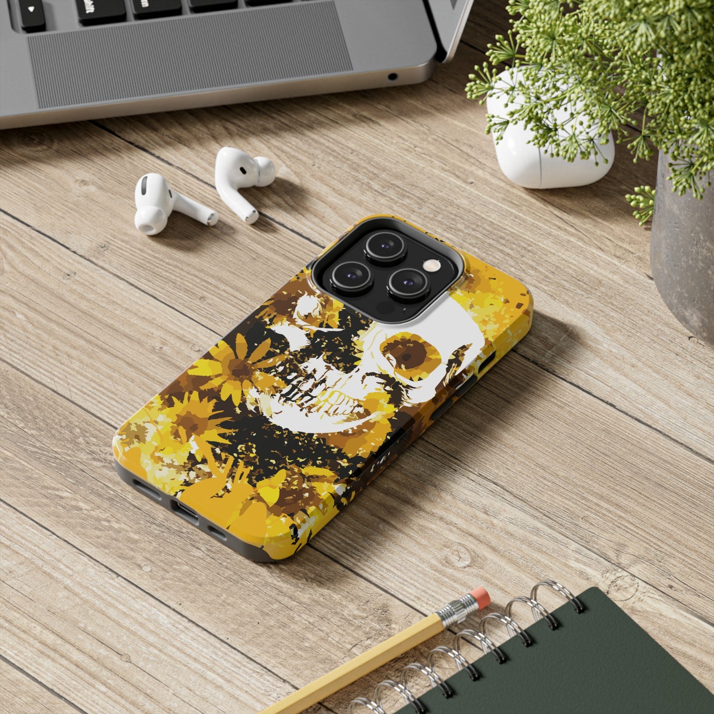 Sunflower Skull Tough Phone Case