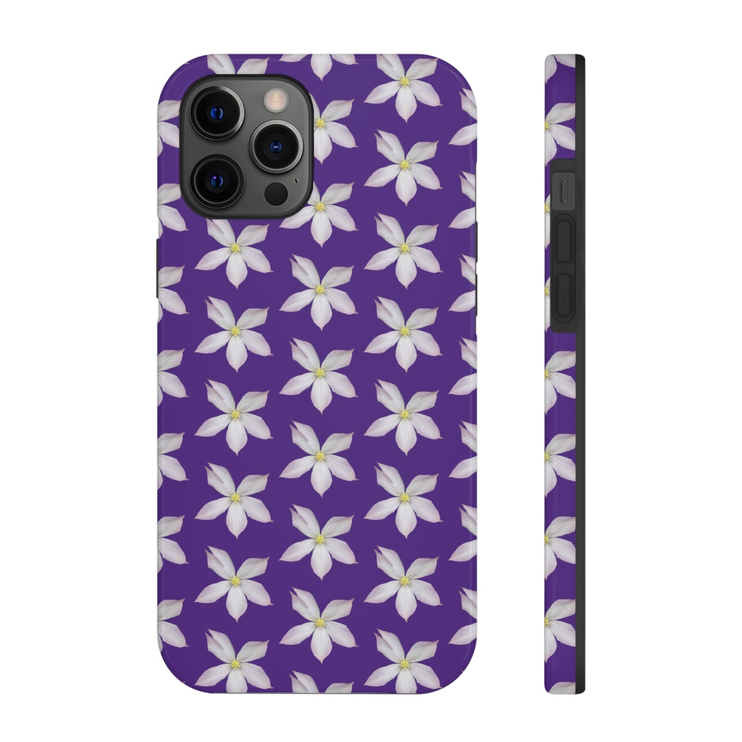 White Clematis Purple Tough Phone Case