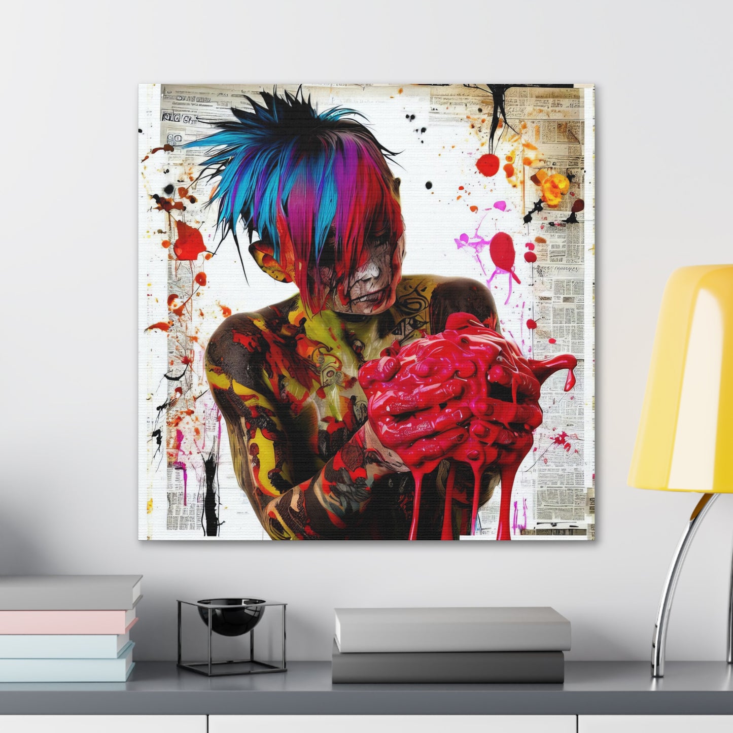 Tattooed Boy with Big Heart  - Canvas Wall Art