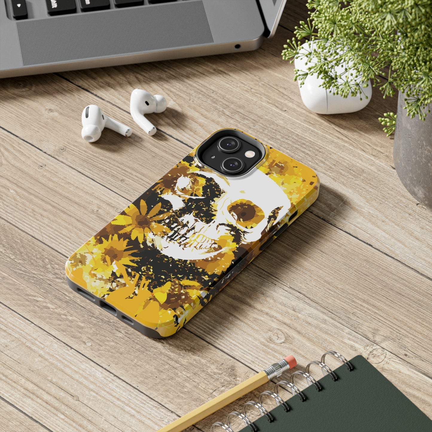 Sunflower Skull Tough Phone Case