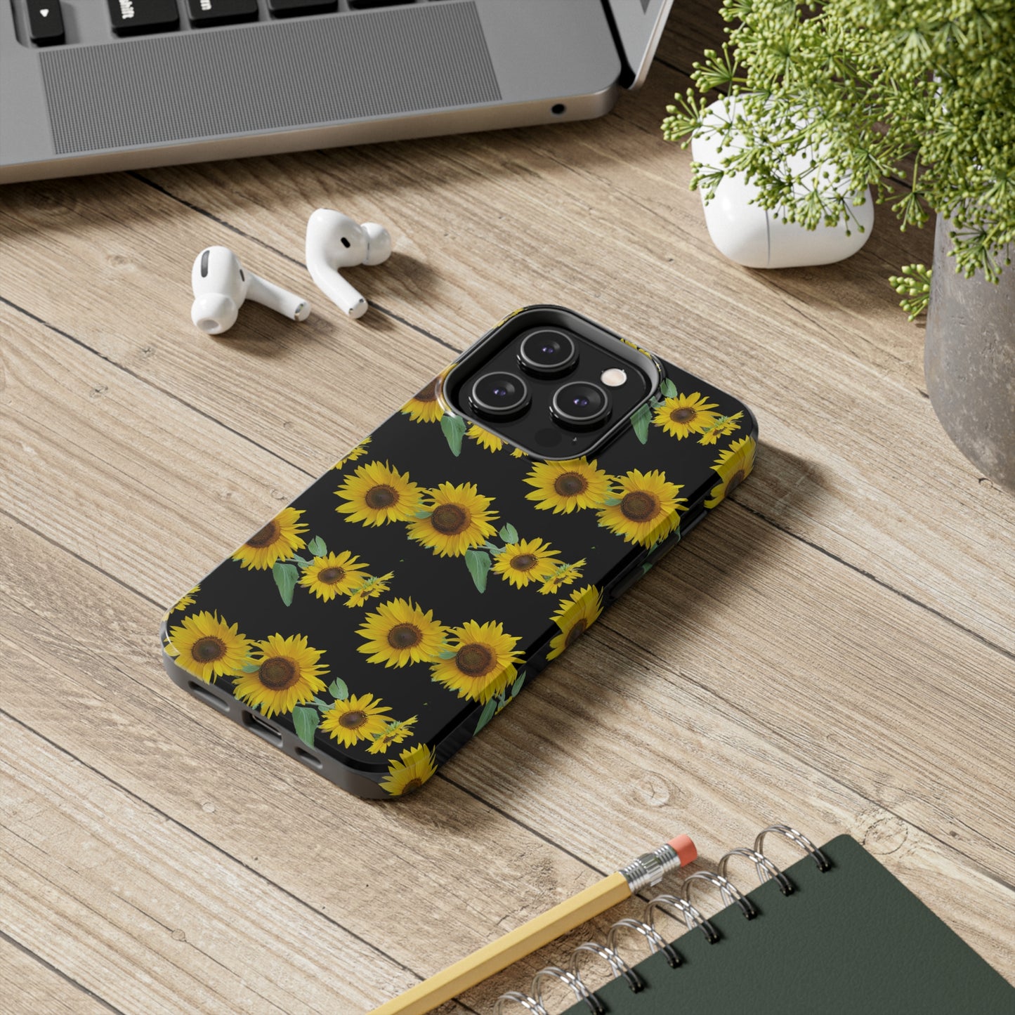 Sunflower Cluster Black Tough Phone Case