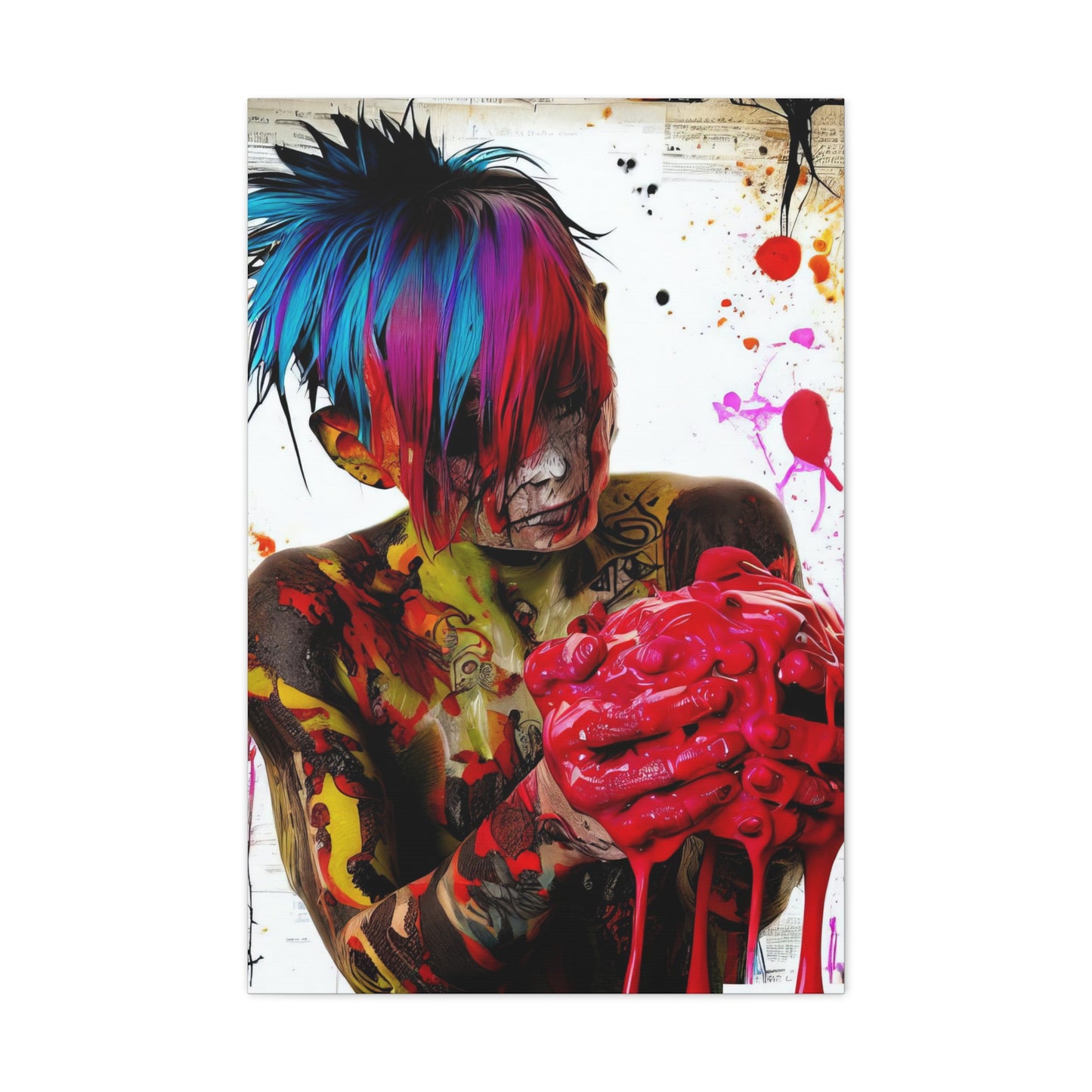 Tattooed Boy with Big Heart  - Canvas Wall Art