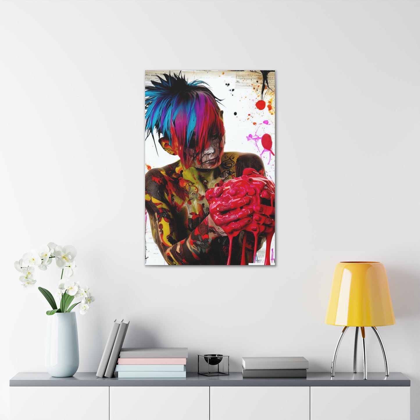 Tattooed Boy with Big Heart  - Canvas Wall Art