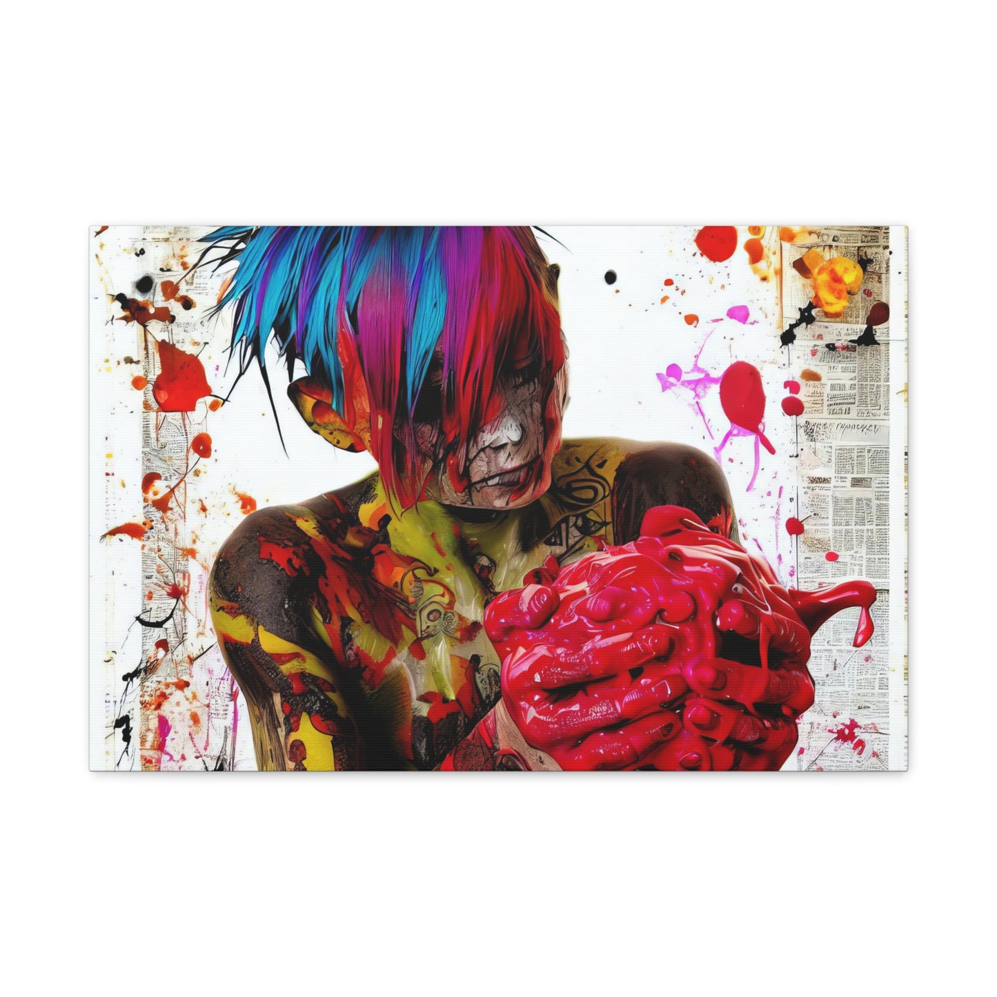 Tattooed Boy with Big Heart  - Canvas Wall Art