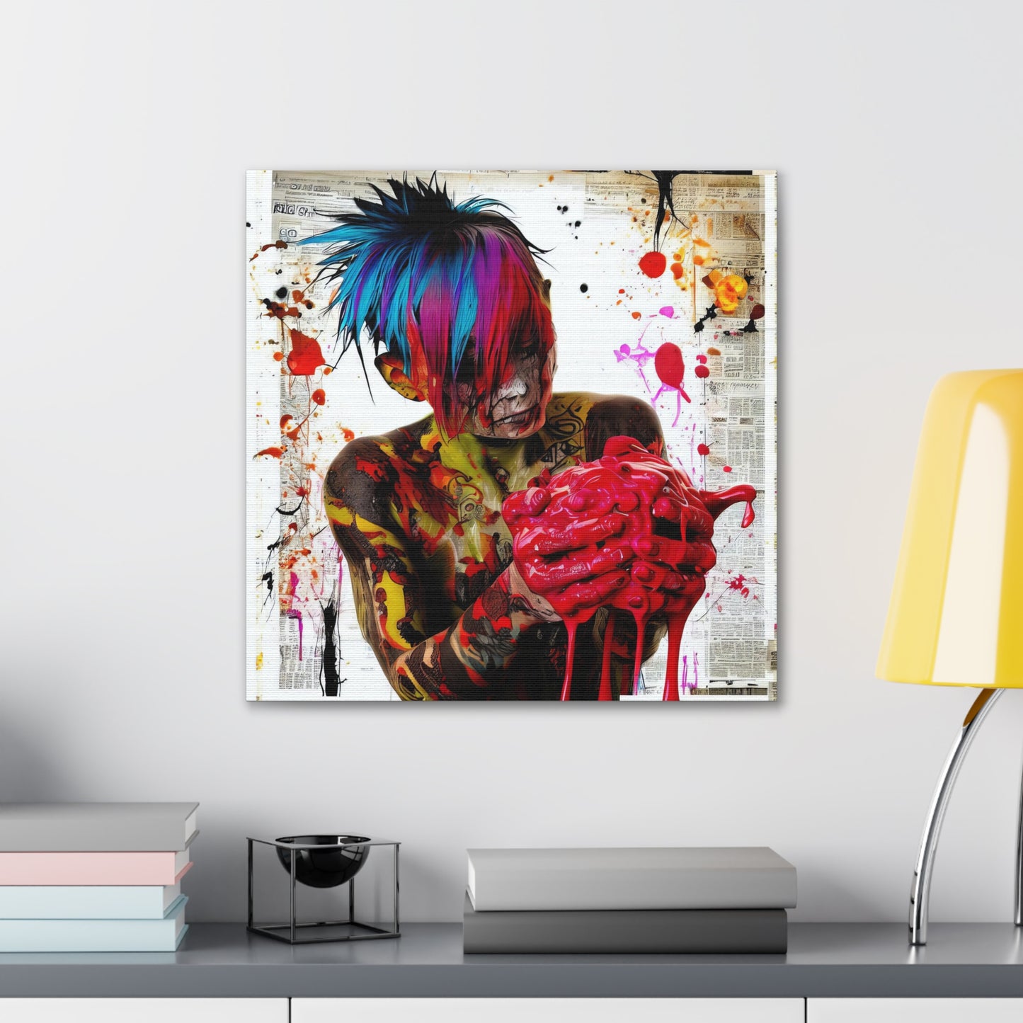 Tattooed Boy with Big Heart  - Canvas Wall Art