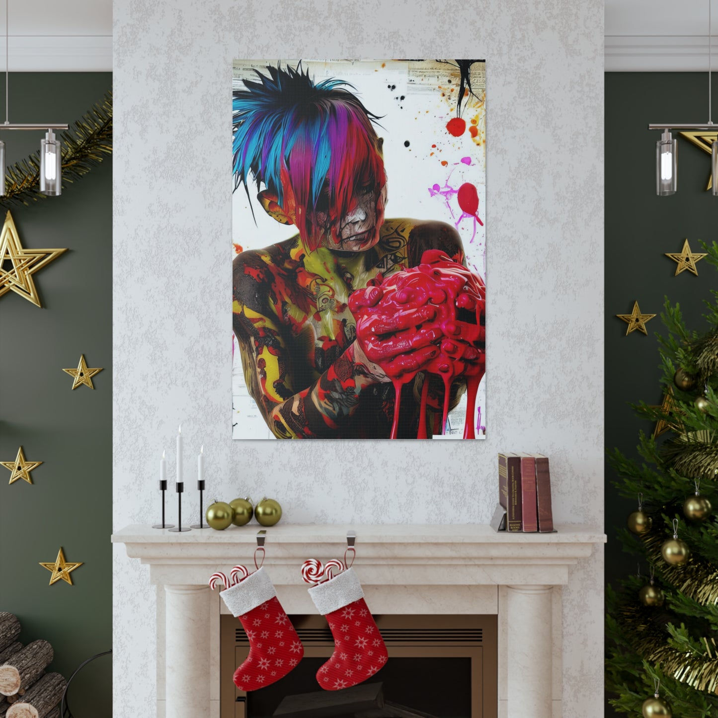 Tattooed Boy with Big Heart  - Canvas Wall Art