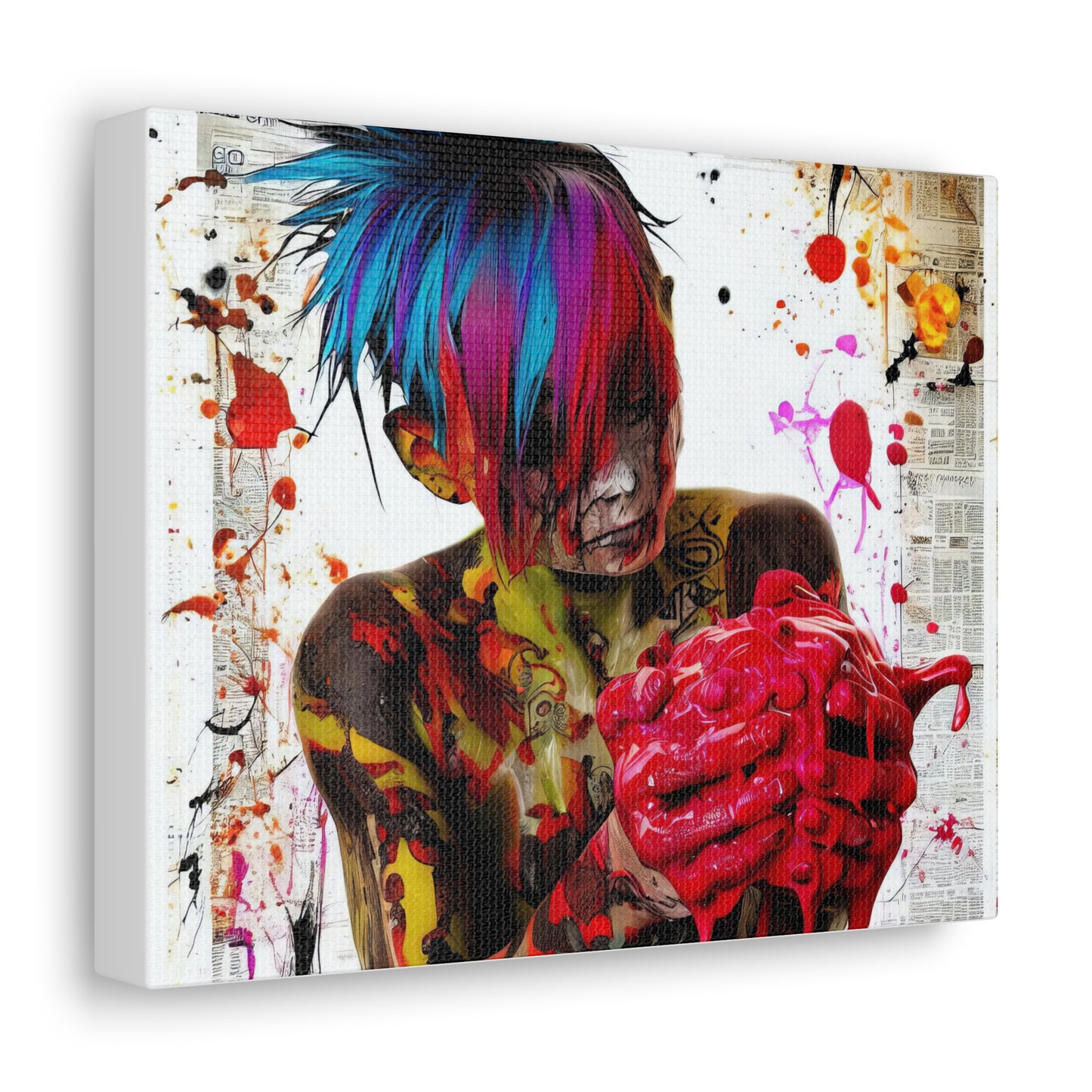 Tattooed Boy with Big Heart  - Canvas Wall Art