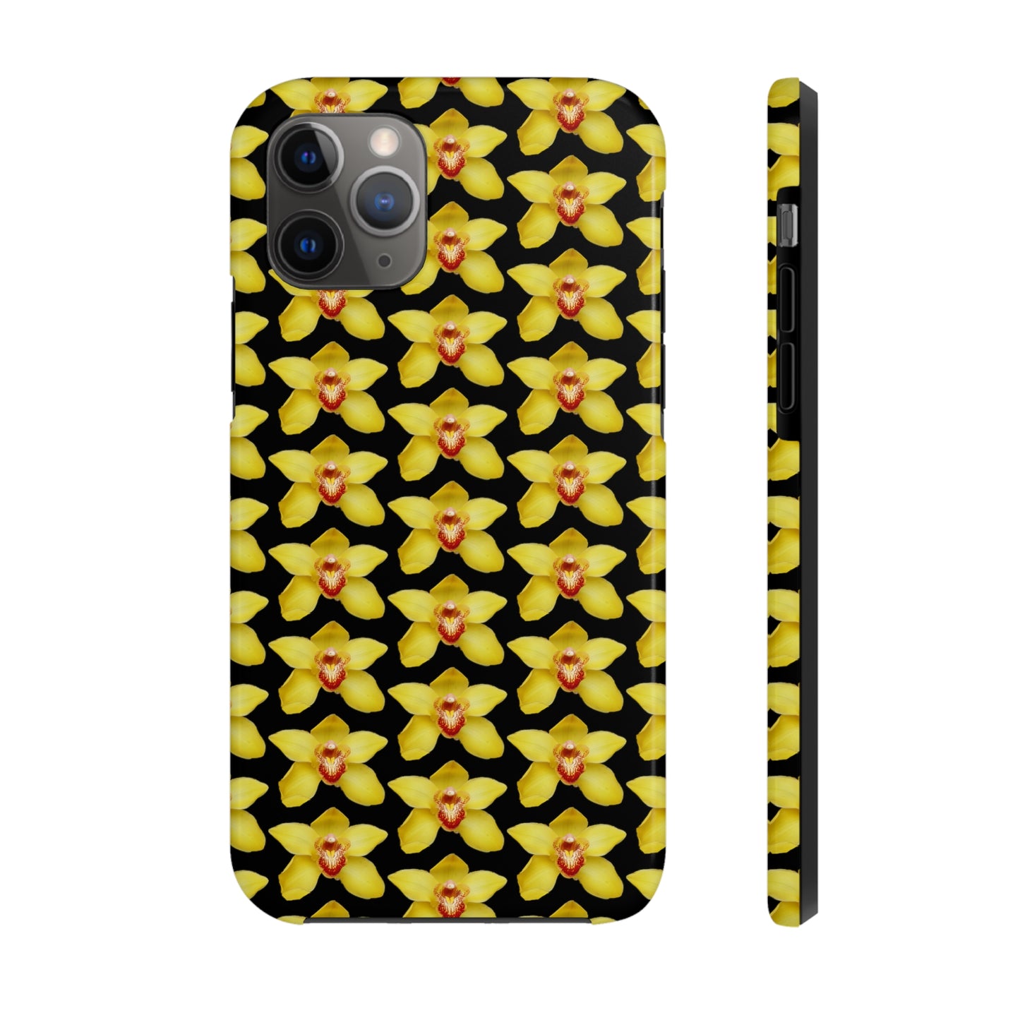 Yellow Cymbidium Orchid Black Tough Phone Case