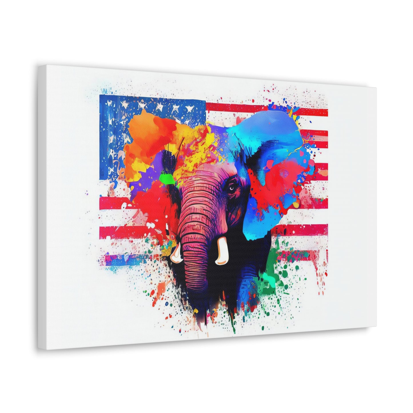 Elephant American Flag - Canvas Wall Art