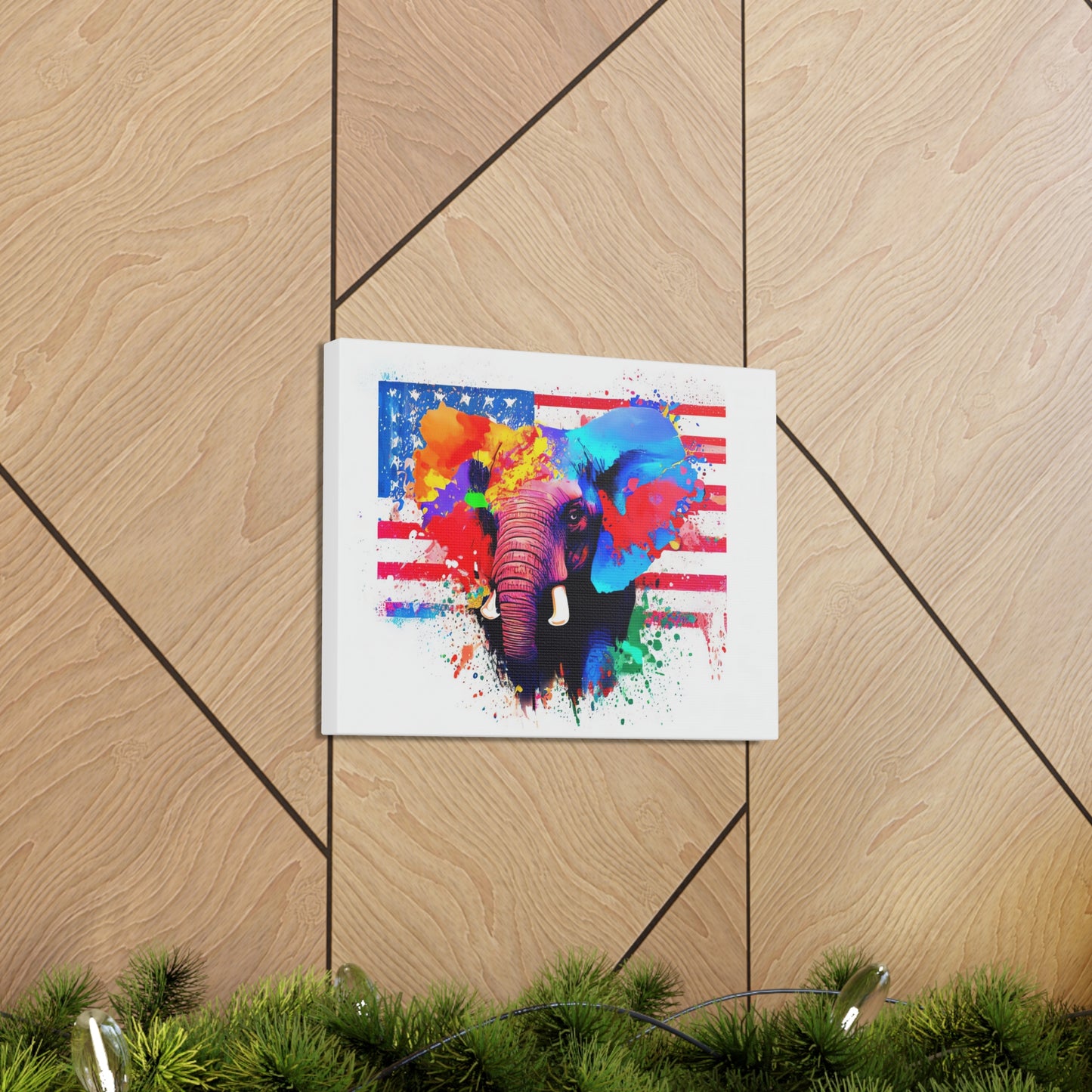 Elephant American Flag - Canvas Wall Art