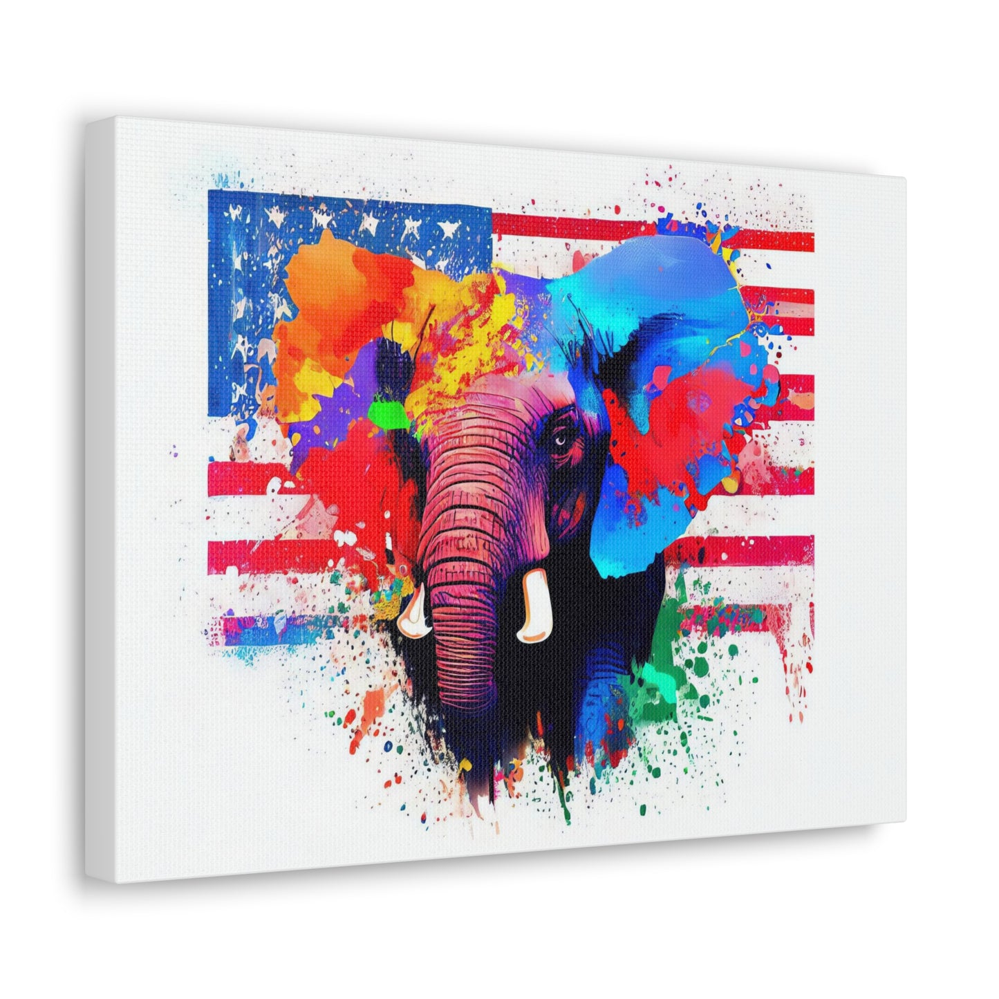 Elephant American Flag - Canvas Wall Art