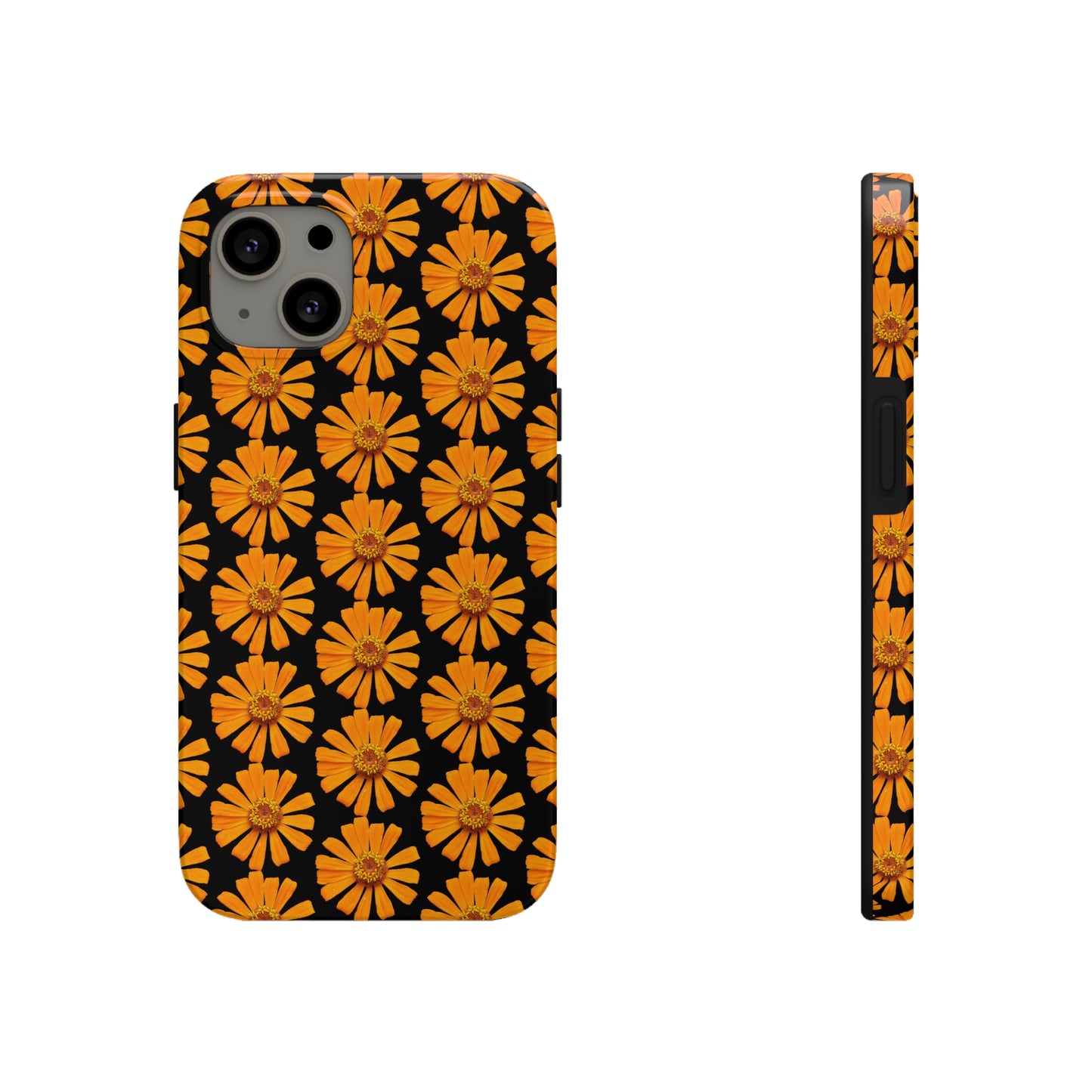 Orange Zinnia Black Tough Phone Case