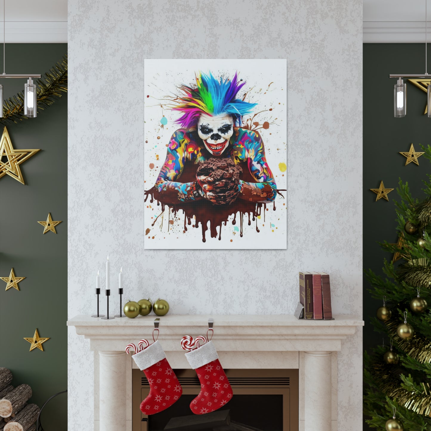 Creepy Clown Chocolate Ice Cream  - Canvas Wall Art