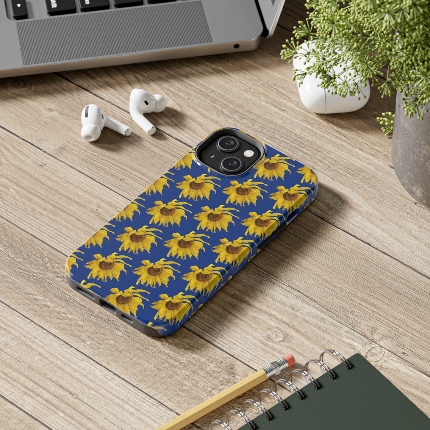 Fall Sunflower Blue Tough Phone Case