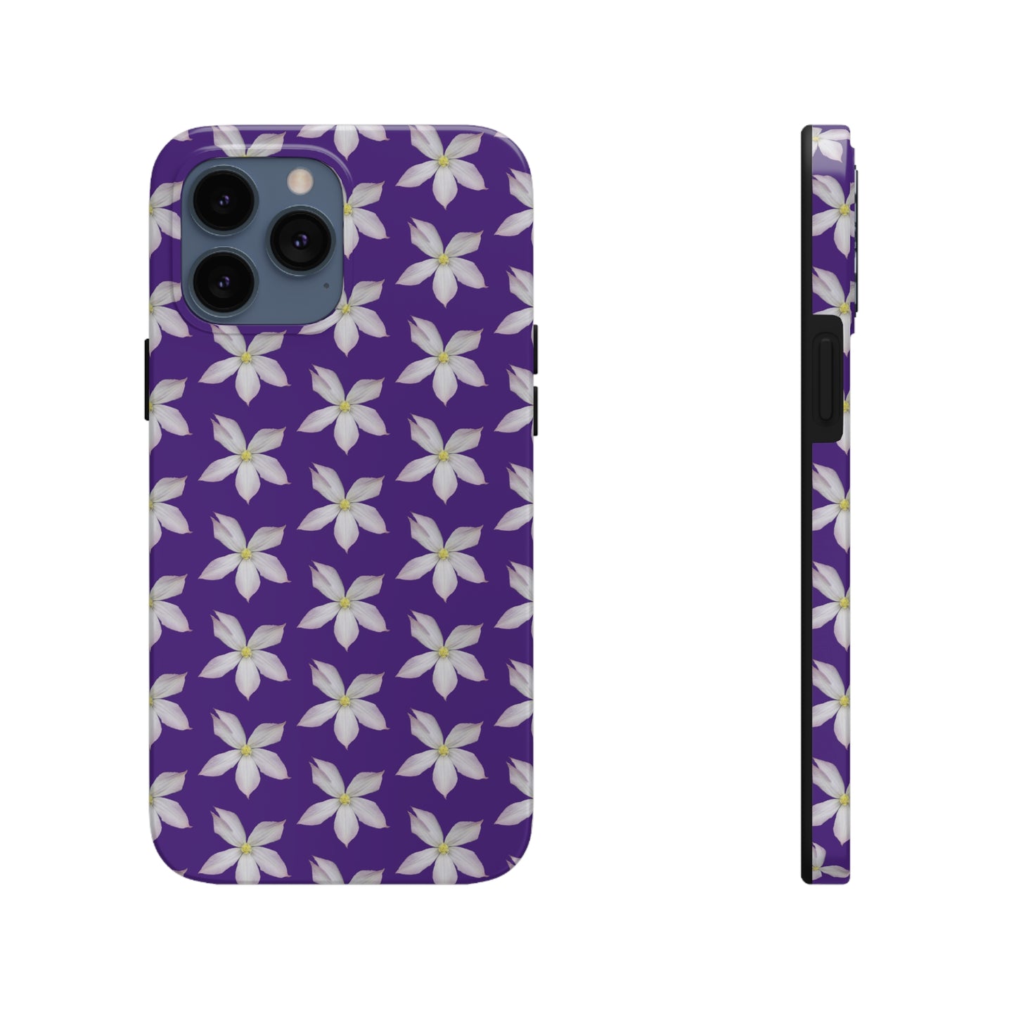 White Clematis Purple Tough Phone Case